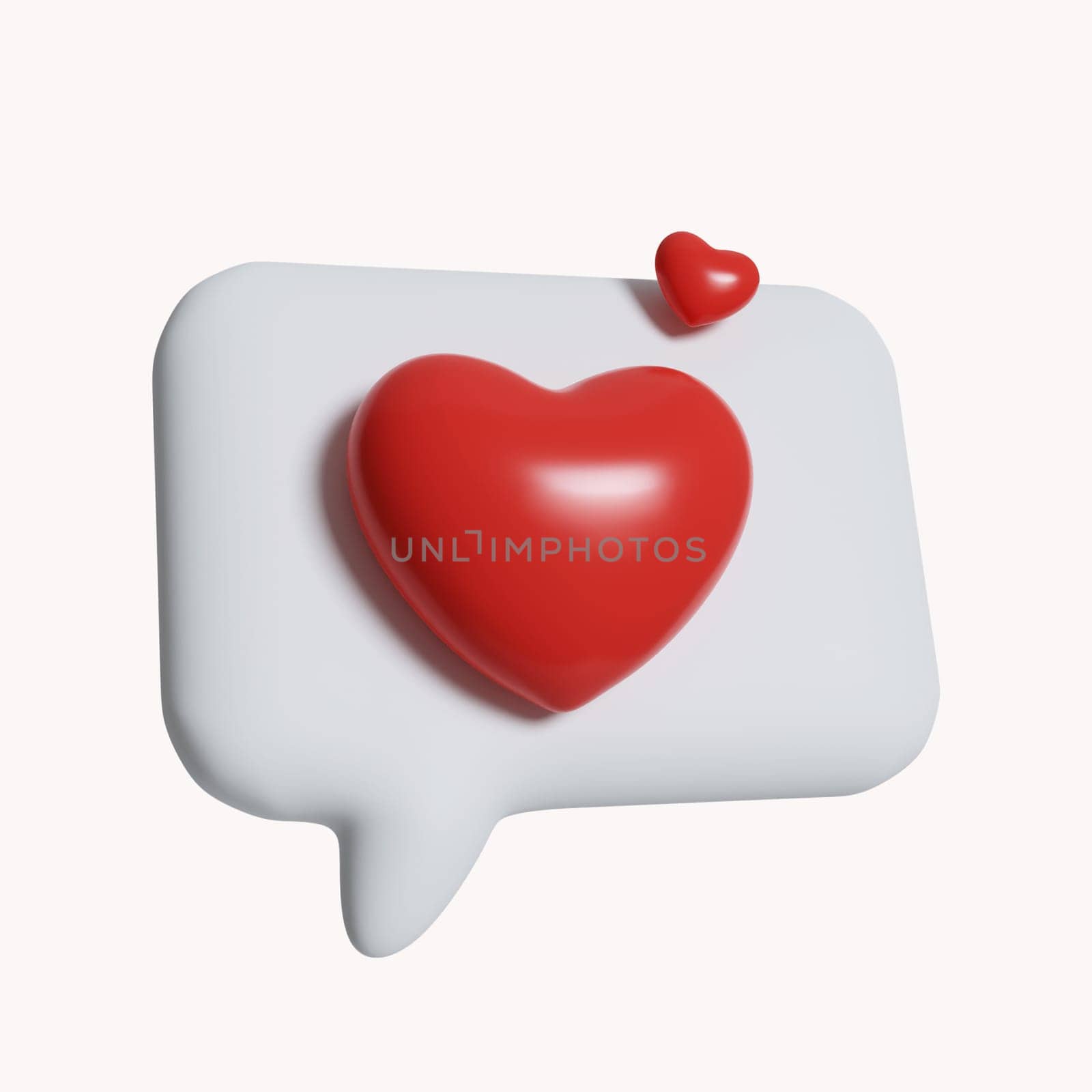 3d Love chat with heart icon. Love chat with heart. icon isolated on white background. 3d rendering illustration. Clipping path..
