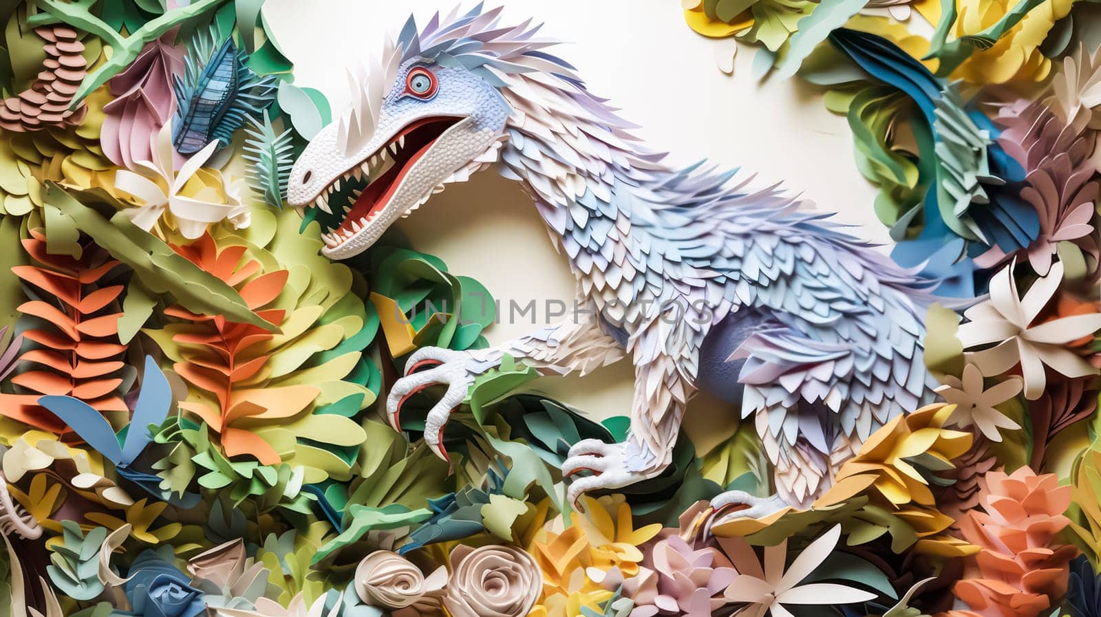 An intricate 3D paper model of a ferocious Tyrannosaurus rex by Alla_Morozova93