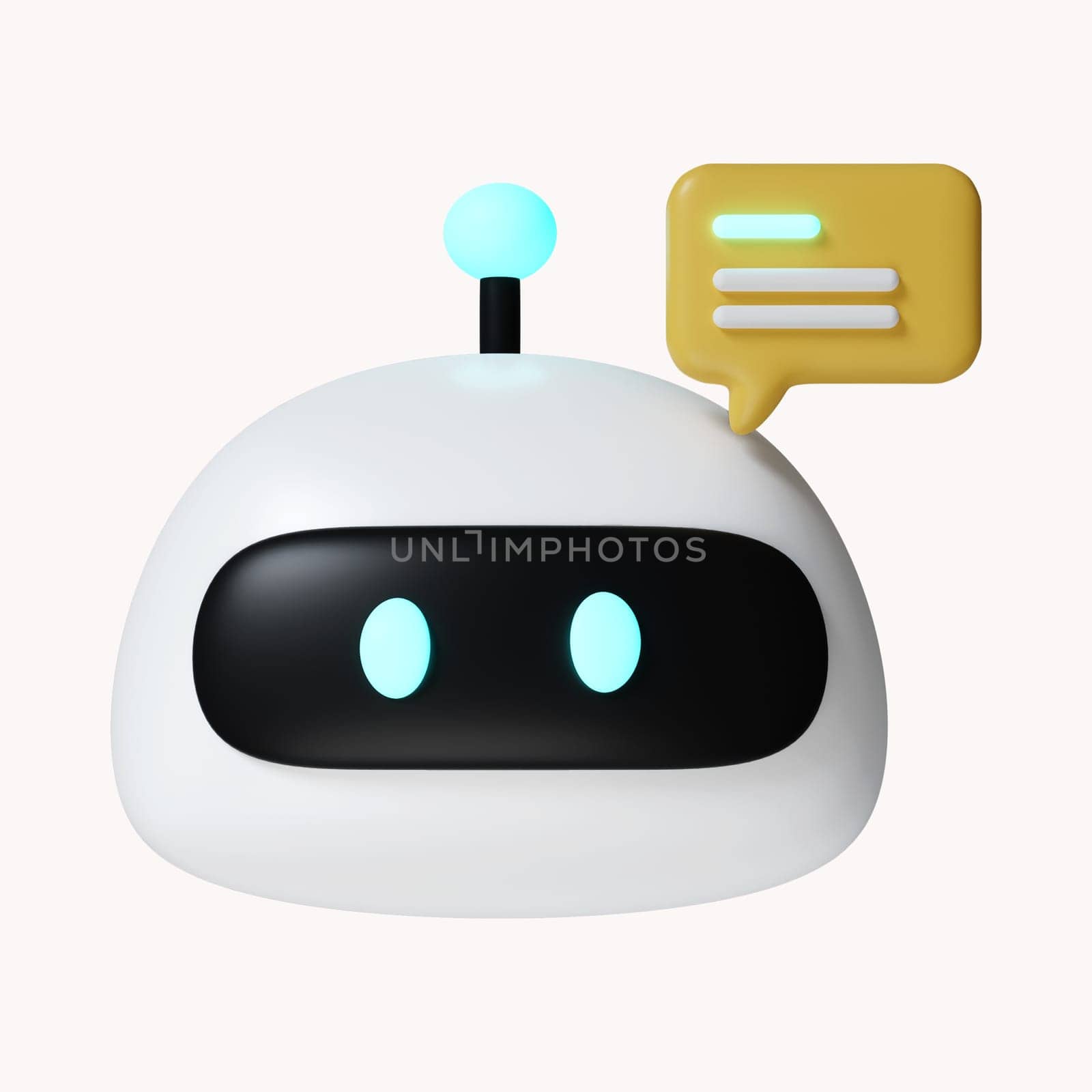 3d Cute robot reaching for text box. Technology concept. icon isolated on white background. 3d rendering illustration. Clipping path..