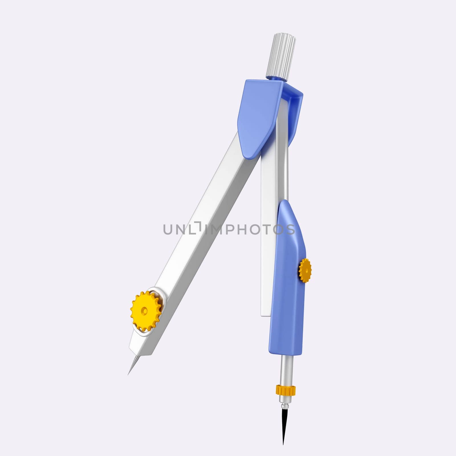 3d technical drawing compass. Back to school and education concept. isolated on background, icon symbol clipping path. 3d render illustration.