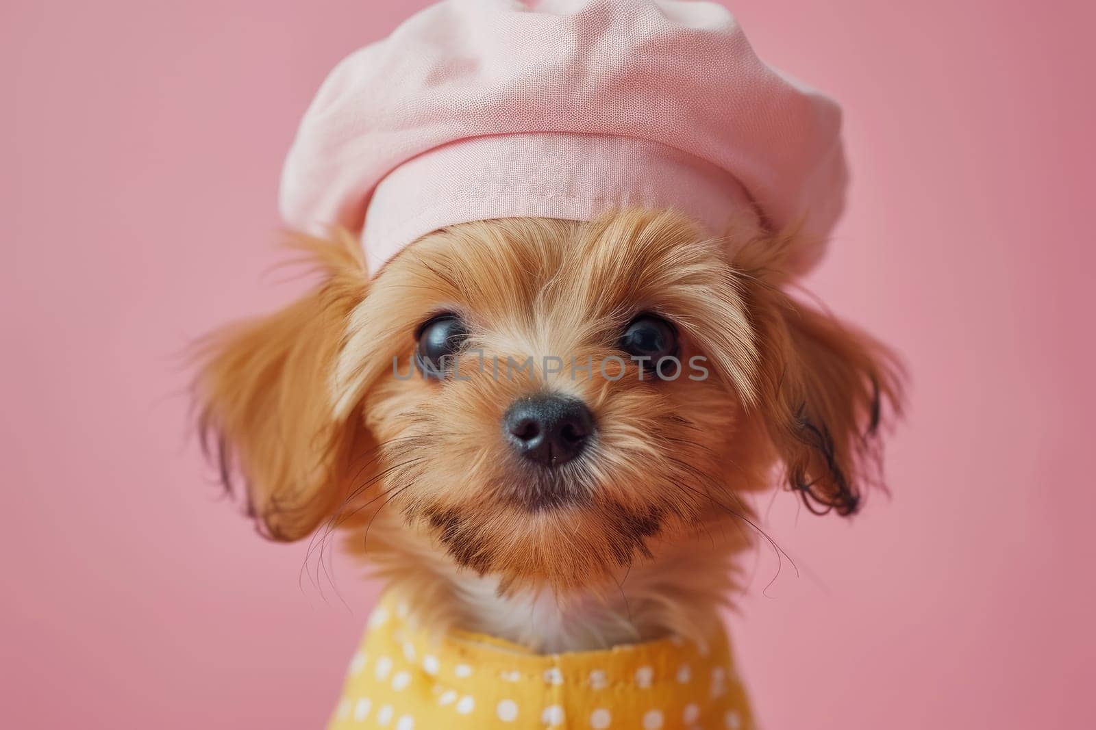 Cute Dog in the wearable style. Generative AI.