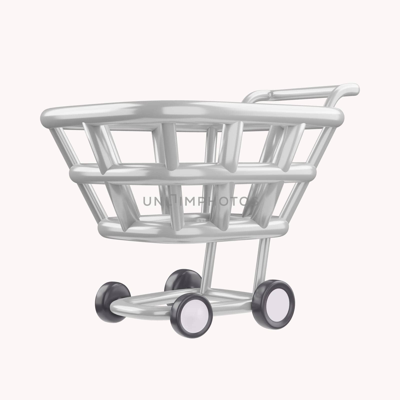 3D shopping cart for online shopping and digital marketing ideas on white isolate background.