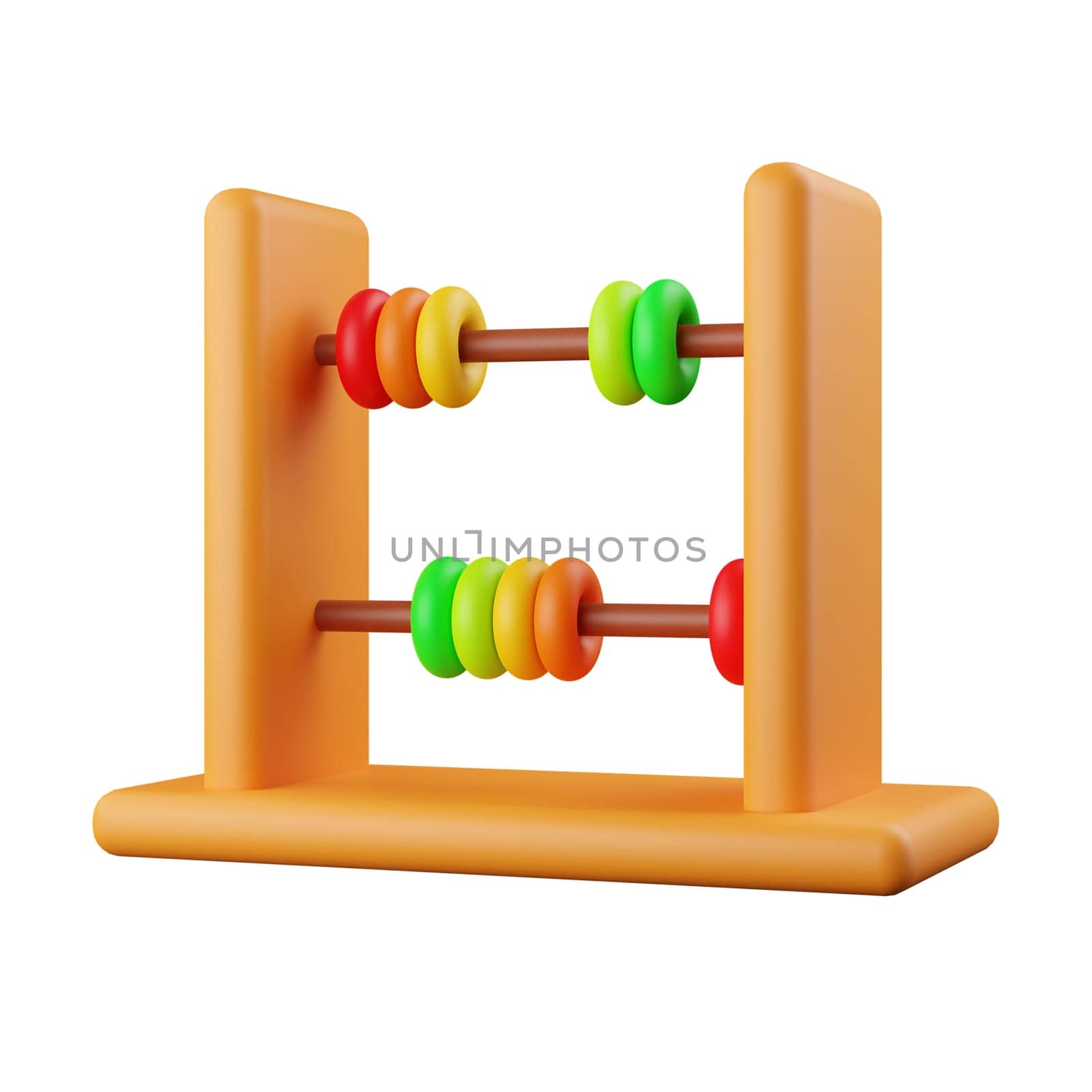 3d Abacus .arithmetic game learn counting number concept. finance education. isolated on background, icon symbol clipping path. 3d render illustration.