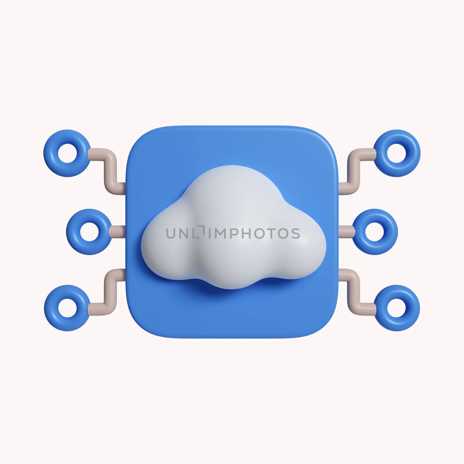 3d Connect to cloud computing concept. icon isolated on white background. 3d rendering illustration. Clipping path..
