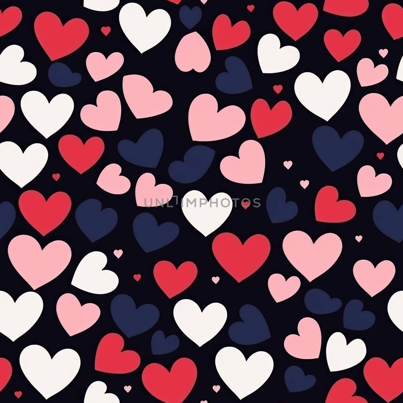 Colorful heart filled background for celebration. Generative AI by matamnad