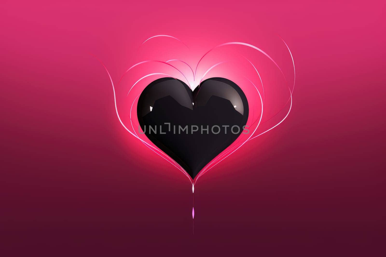 a black heart with red hearts on pink backgroud . AI generative by matamnad