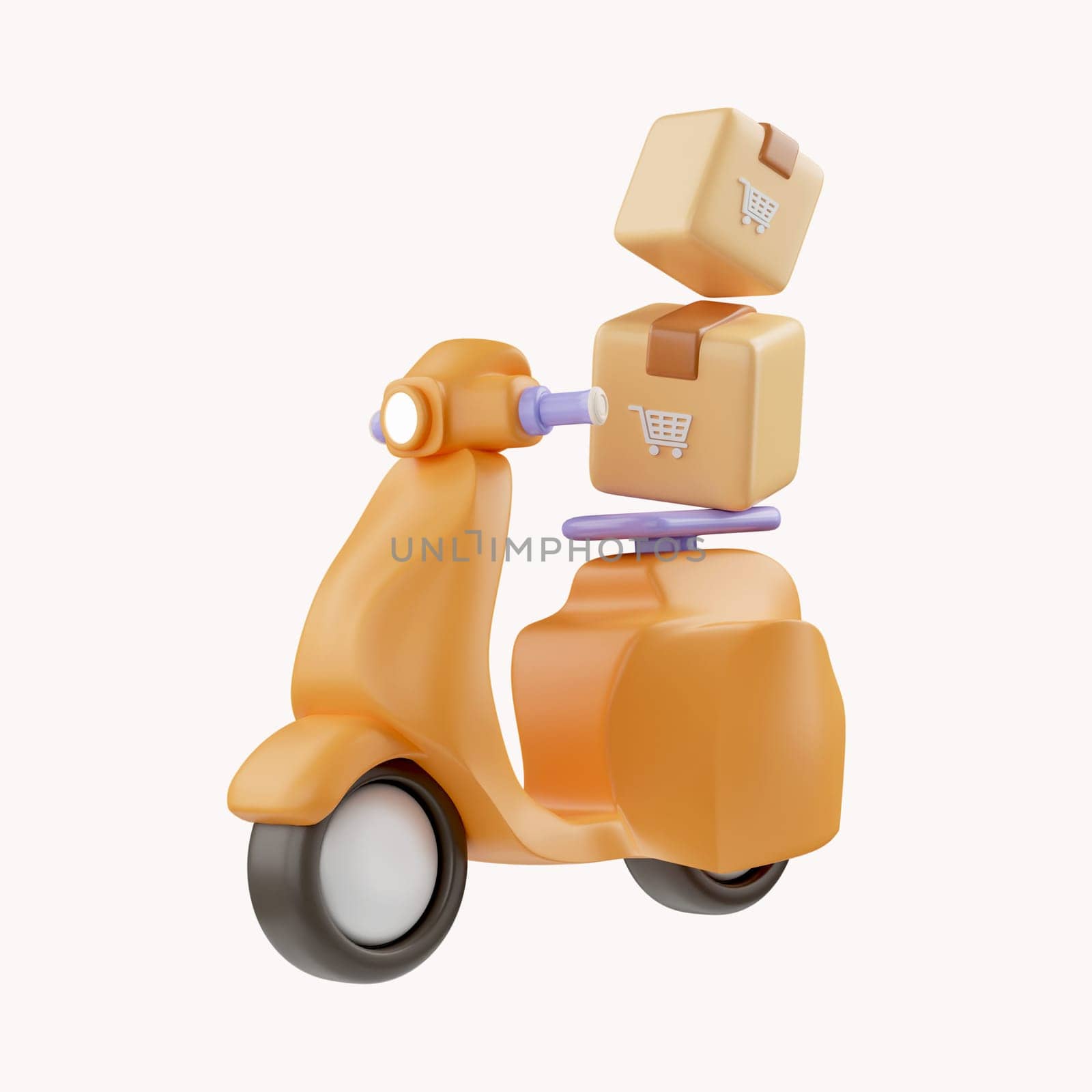 3D Online express delivery scooter service concept, fast response delivery by scooter, courier Pickup, Delivery, Online Shipping Services. 3d illustration.