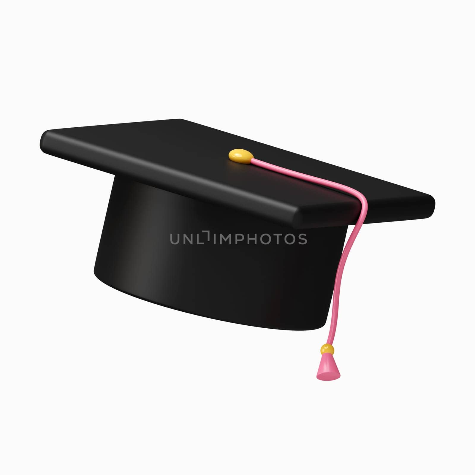 3d Mortarboard. minimal school icon. isolated on background, icon symbol clipping path. 3d render illustration.