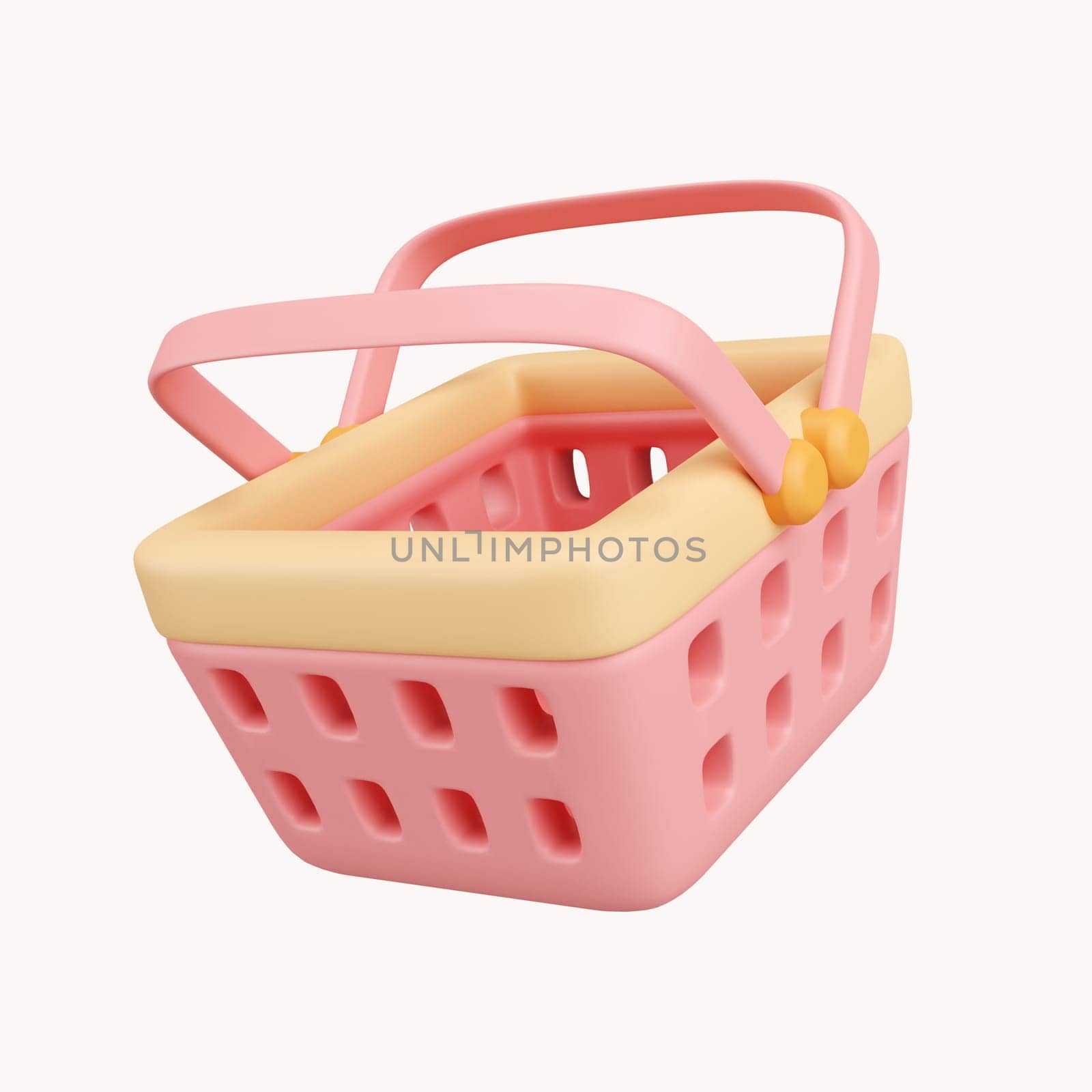 3d Shopping pink basket. icon isolated on white background. 3d rendering illustration. Clipping path..