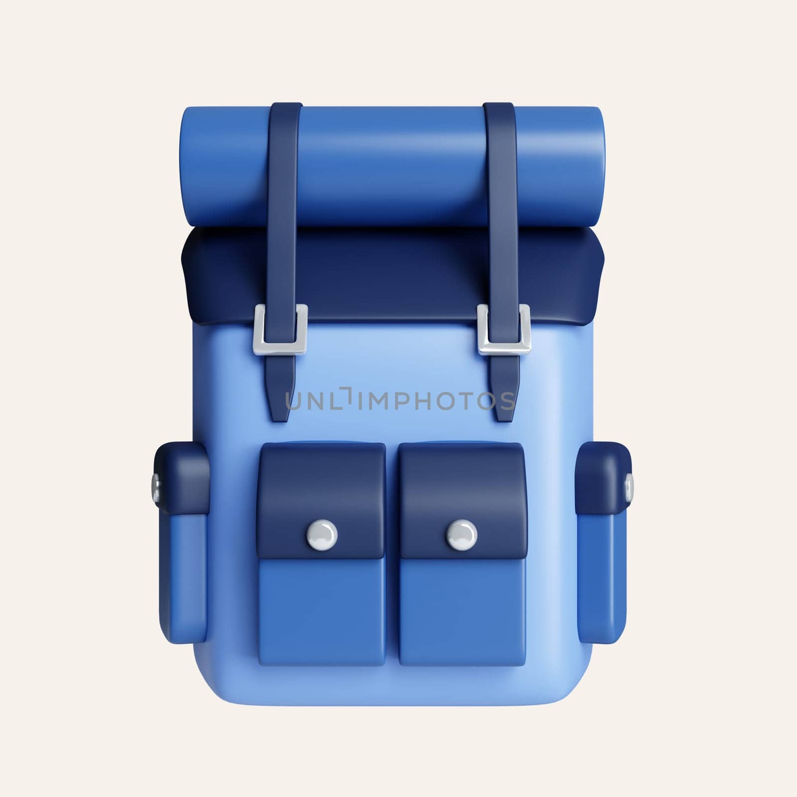 3D Blue Travel Backpacks ,for traveling concept. icon isolated on white background. 3d rendering illustration. Clipping path..