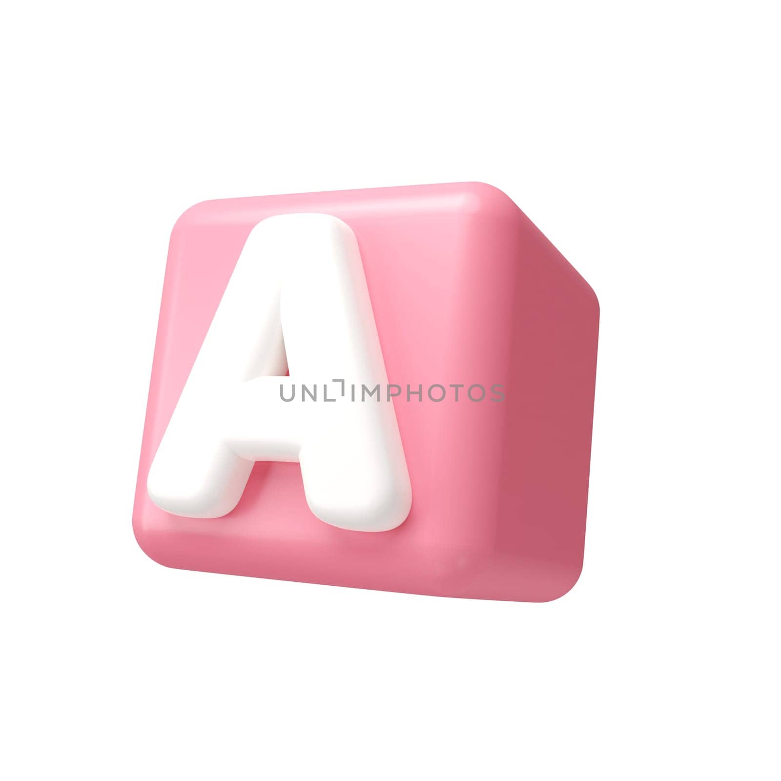 3d pink A block wasps. minimal school icon. isolated on background, icon symbol clipping path. 3d render illustration.