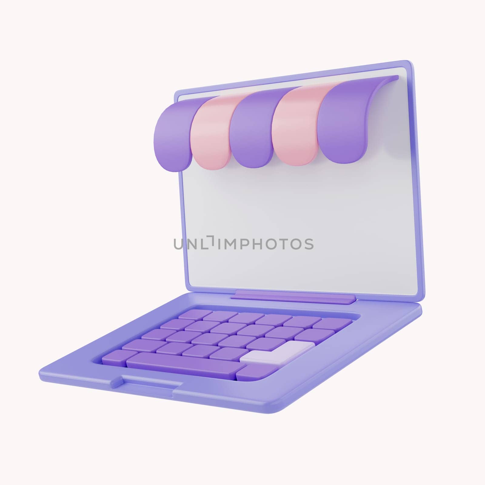 3D shopping online with laptop for online shopping store. payment concept. Notebook icon 3d render illustration.