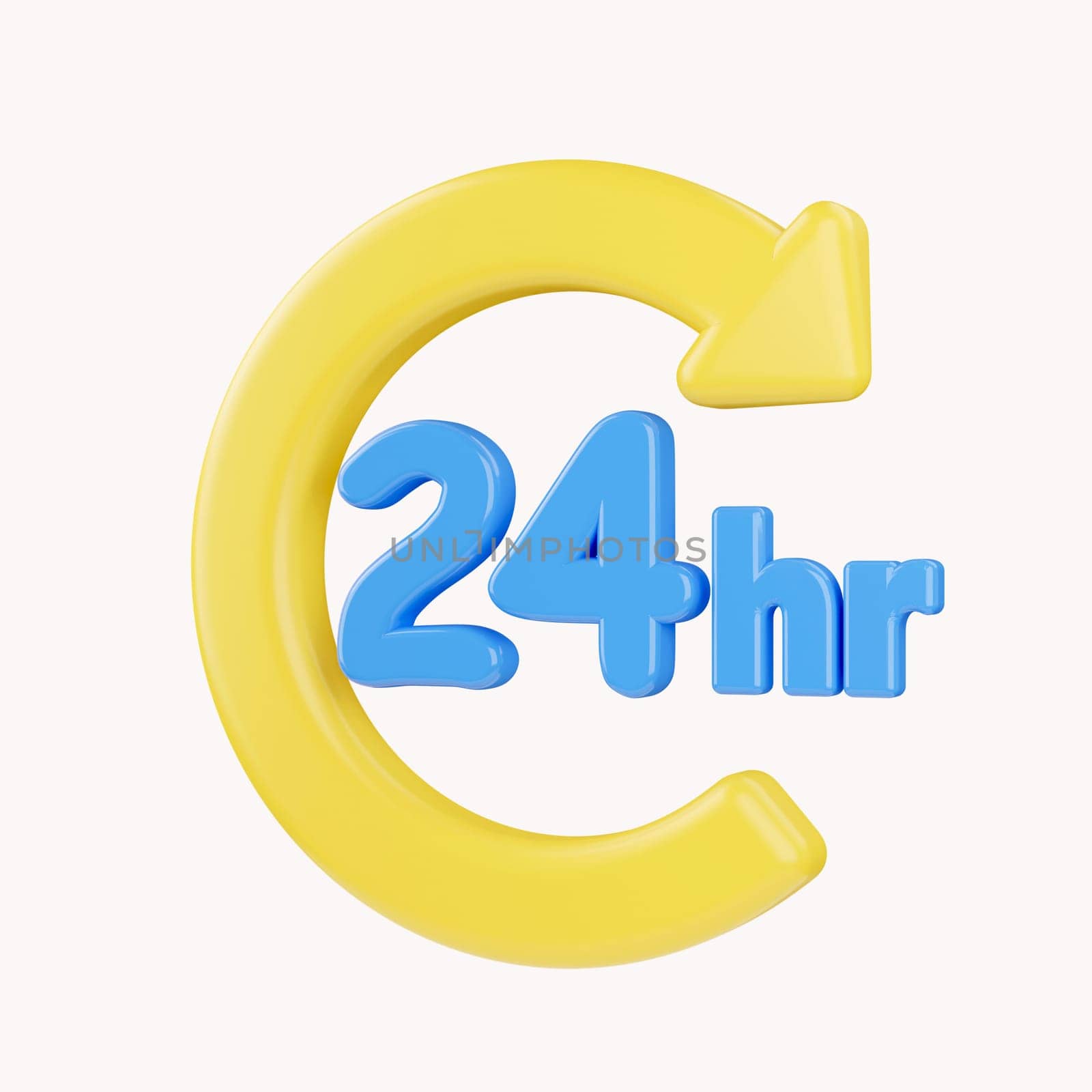 Speech bubble and 24 hours watch with arrow. Support service, help, chatting, working hours concept. 3d icon. Cartoon minimal style. Support service, time, working hours, delivery concept..
