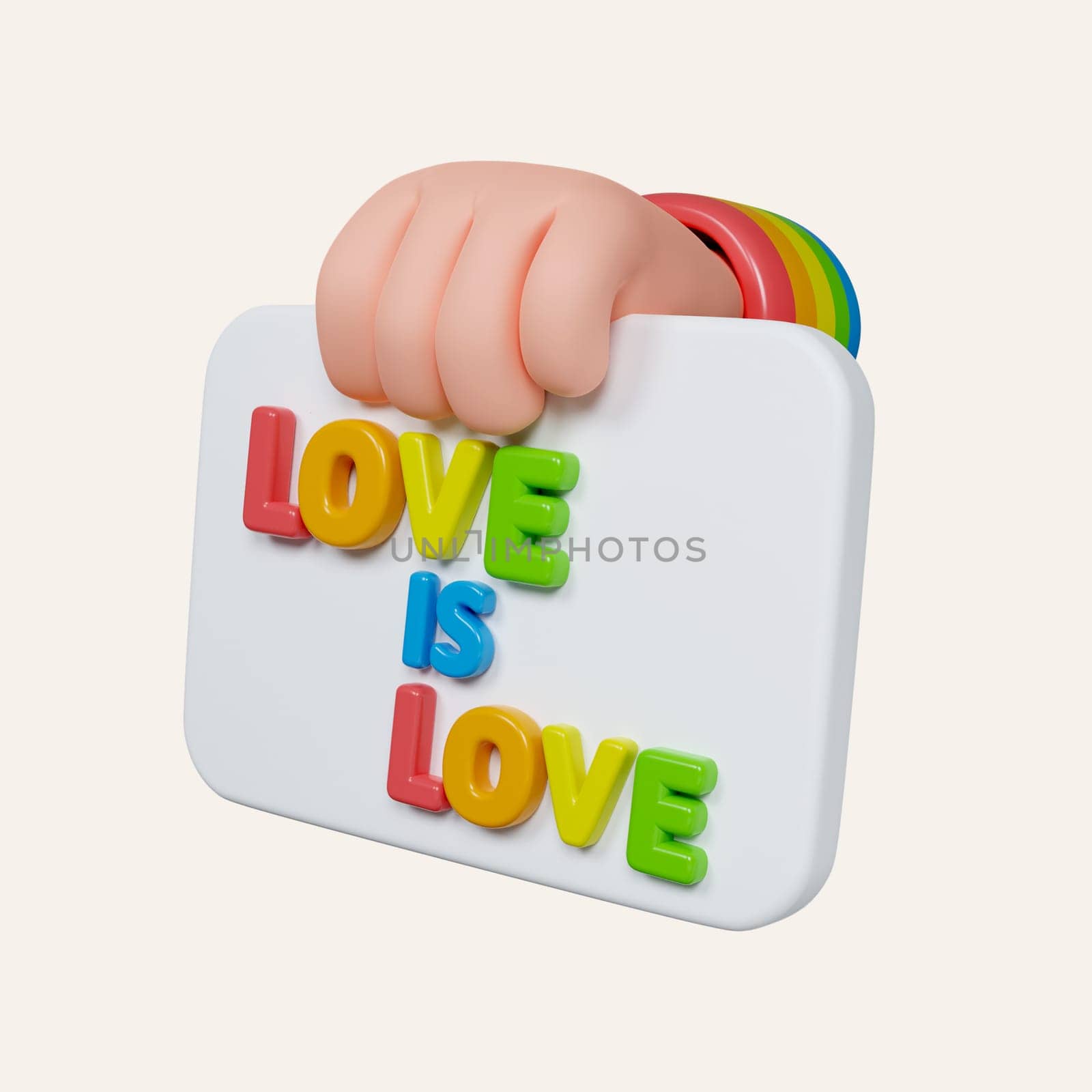 3d LOVE letters and hearts on a transparent background for LGBTQIA Pride celebration. icon isolated on white background. 3d rendering illustration. Clipping path..