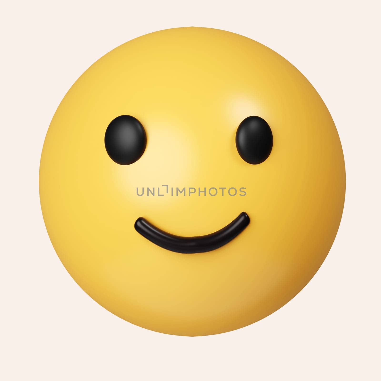 3d smiling face emoji with smiling eyes and rosy cheeks on yellow background - emoticon showing a true sense of happiness. icon isolated on gray background. 3d rendering illustration. Clipping path..