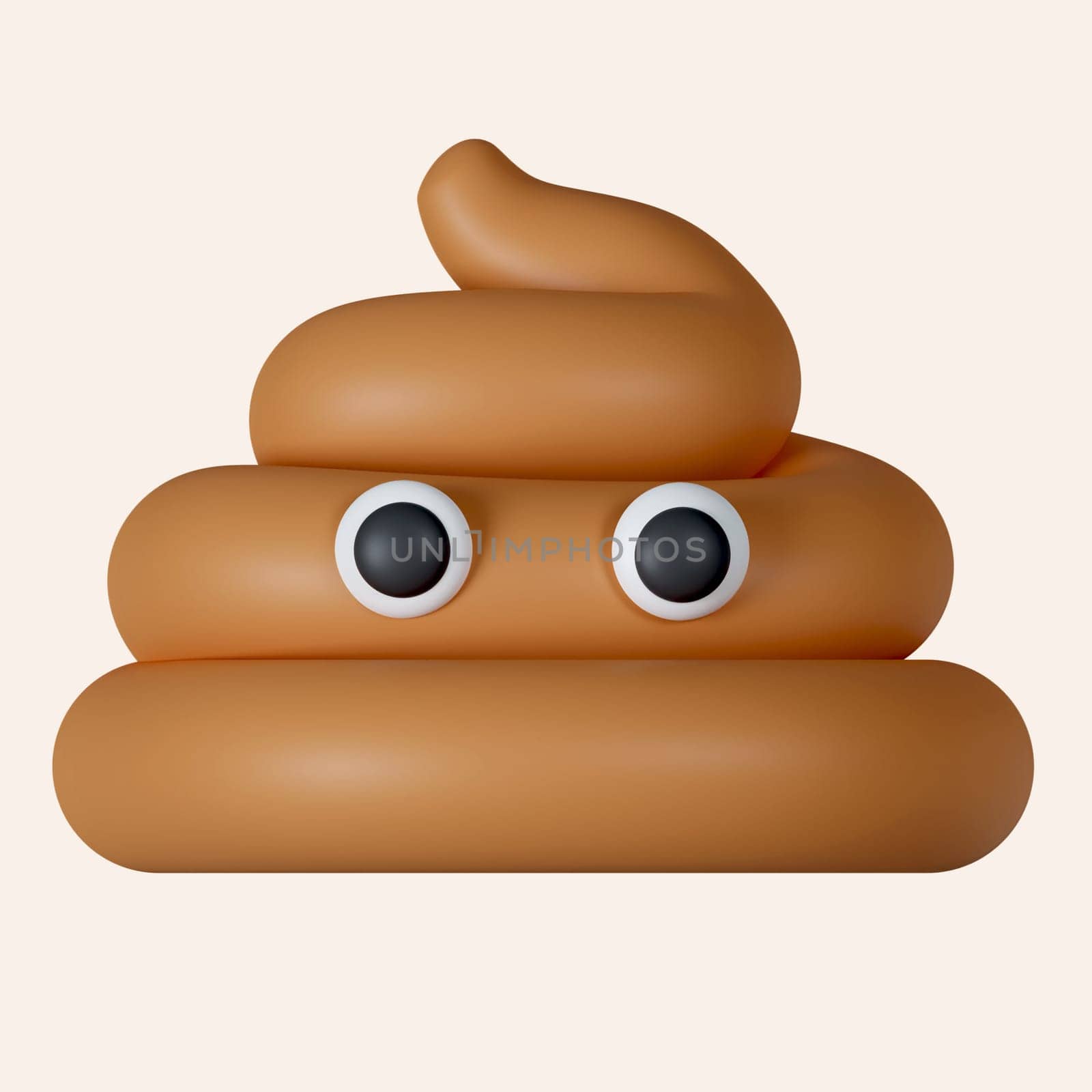 3d Poop brown Emotion. icon isolated on gray background. 3d rendering illustration. Clipping path..