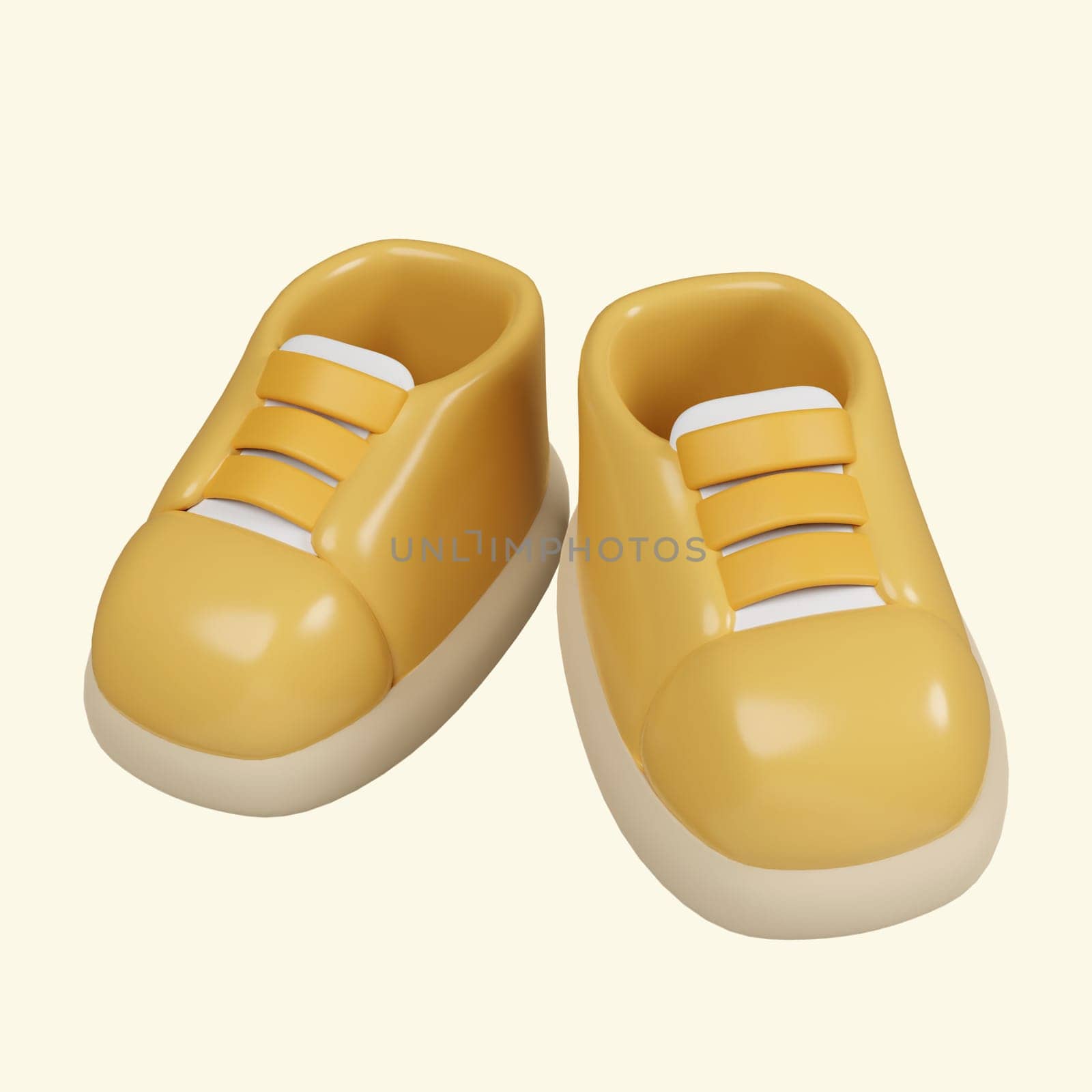 3d sneakers. Fitness and health. Exercise equipment. icon isolated on yellow background. 3d rendering illustration. Clipping path..