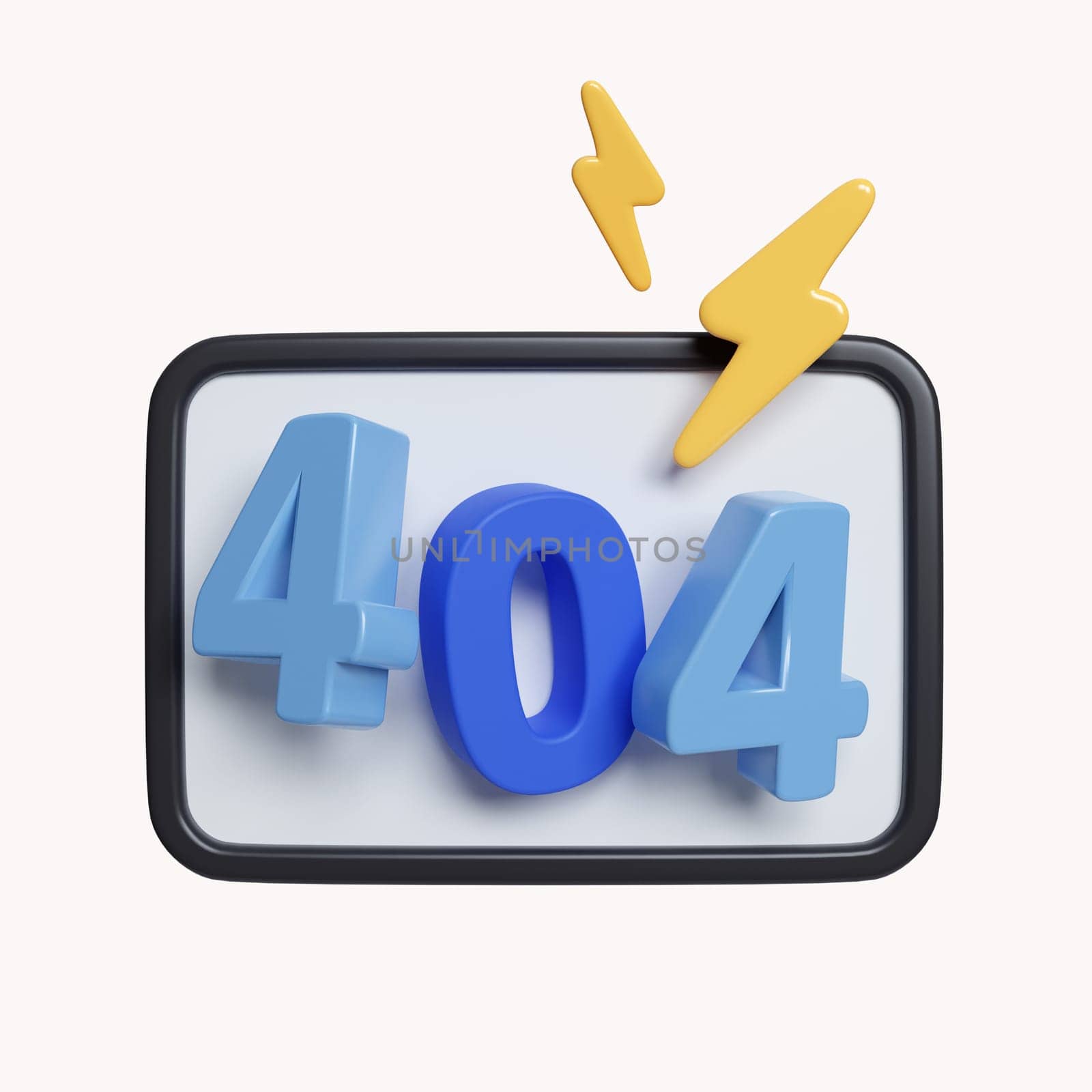3d Error 404 page not found. Page not found text. something went wrong. icon isolated on white background. 3d rendering illustration. Clipping path..