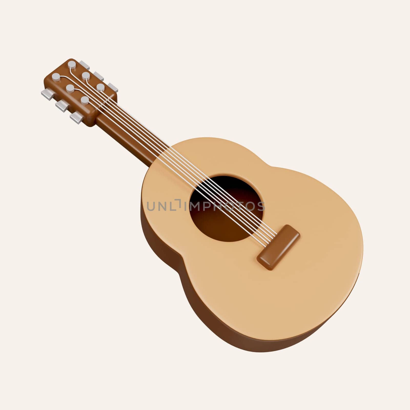 3d guitar. elements for camping, hiking , summer camp, traveling, trip. icon isolated on white background. 3d rendering illustration. Clipping path..