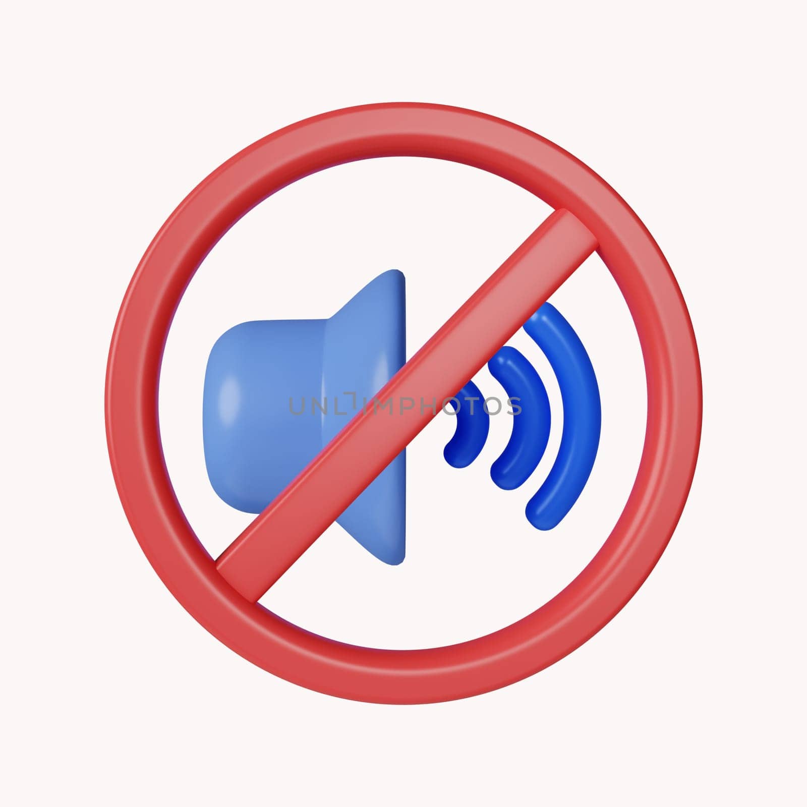 3d Speaker mute icon. No sound. icon isolated on white background. 3d rendering illustration. Clipping path..