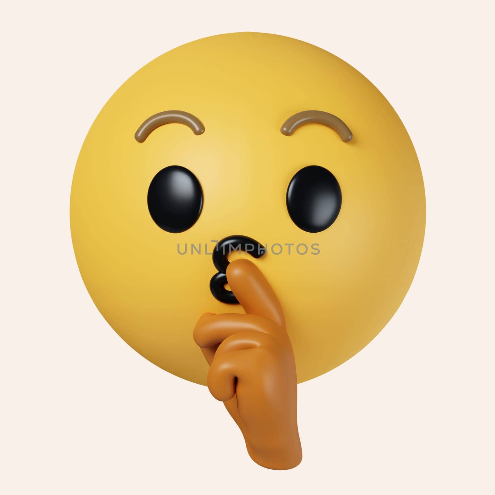 3d Emoji making silence hand gesture. icon isolated on gray background. 3d rendering illustration. Clipping path..