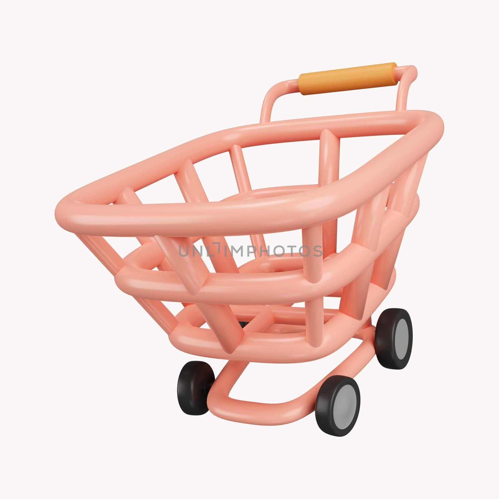 3D pink shopping cart for online shopping and digital marketing ideas on white isolate background.