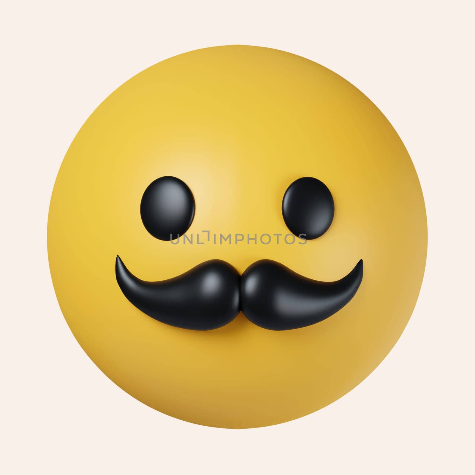 3d Emoticon with mustache. icon isolated on gray background. 3d rendering illustration. Clipping path..