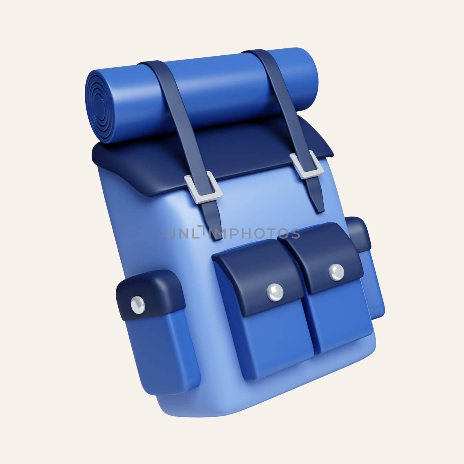 3D Blue Travel Backpacks ,for traveling concept. icon isolated on white background. 3d rendering illustration. Clipping path. by meepiangraphic