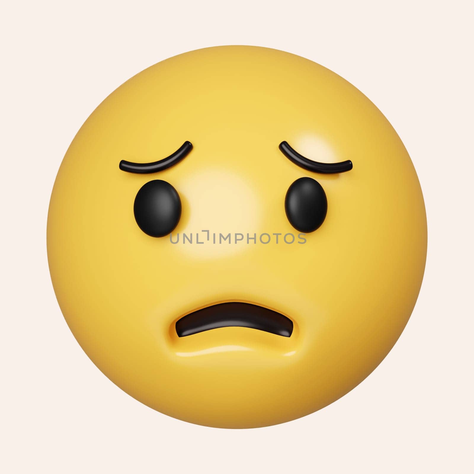 3d concerned about colored emoji sticker icon. Element of emoji. icon isolated on gray background. 3d rendering illustration. Clipping path..