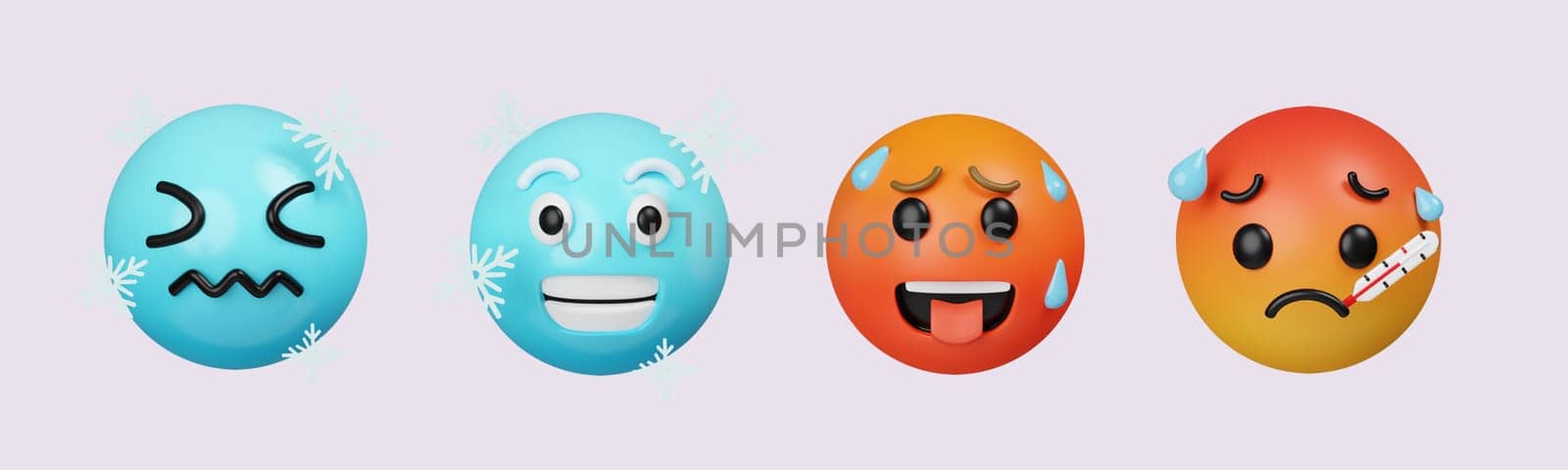 3d emoji set cold, Wiping sweat emoticon. 3d Emotions face. icon isolated on gray background. 3d rendering illustration. Clipping path..
