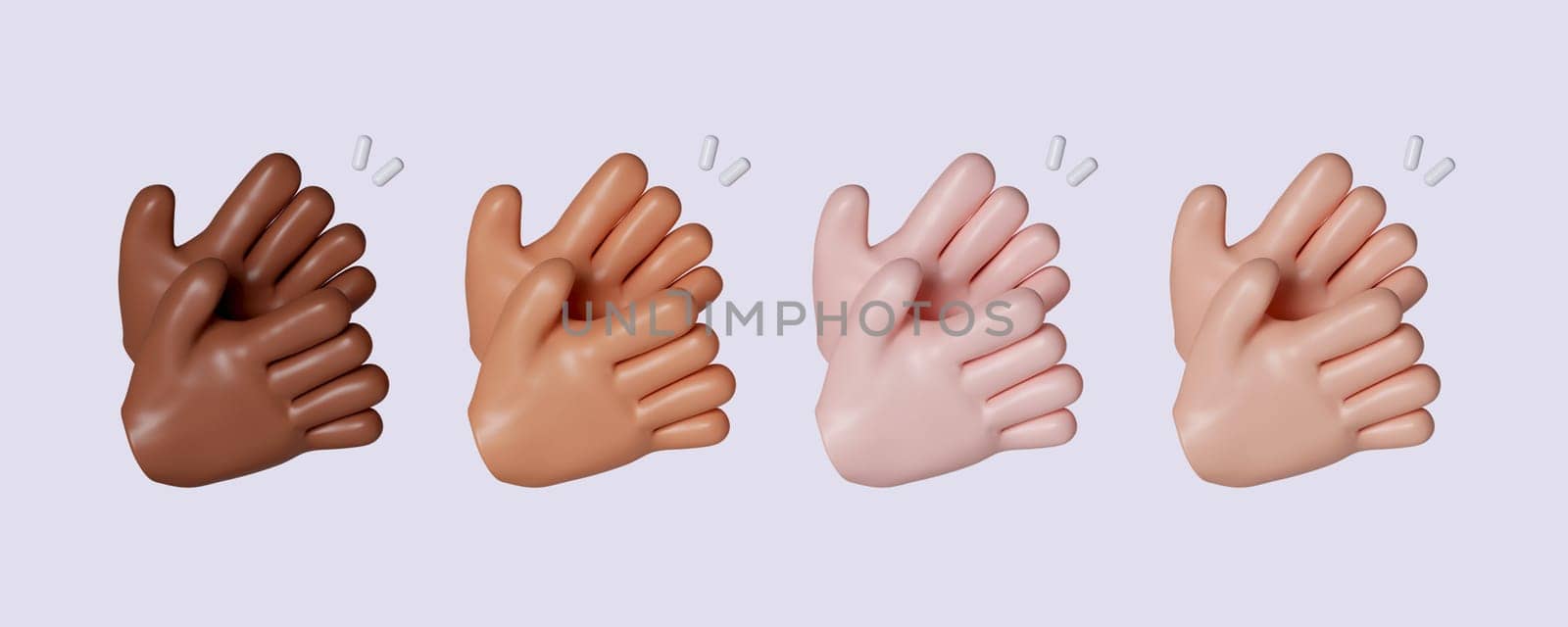 3d Cartoon human hand applause. icon isolated on gray background. 3d rendering illustration. Clipping path. by meepiangraphic