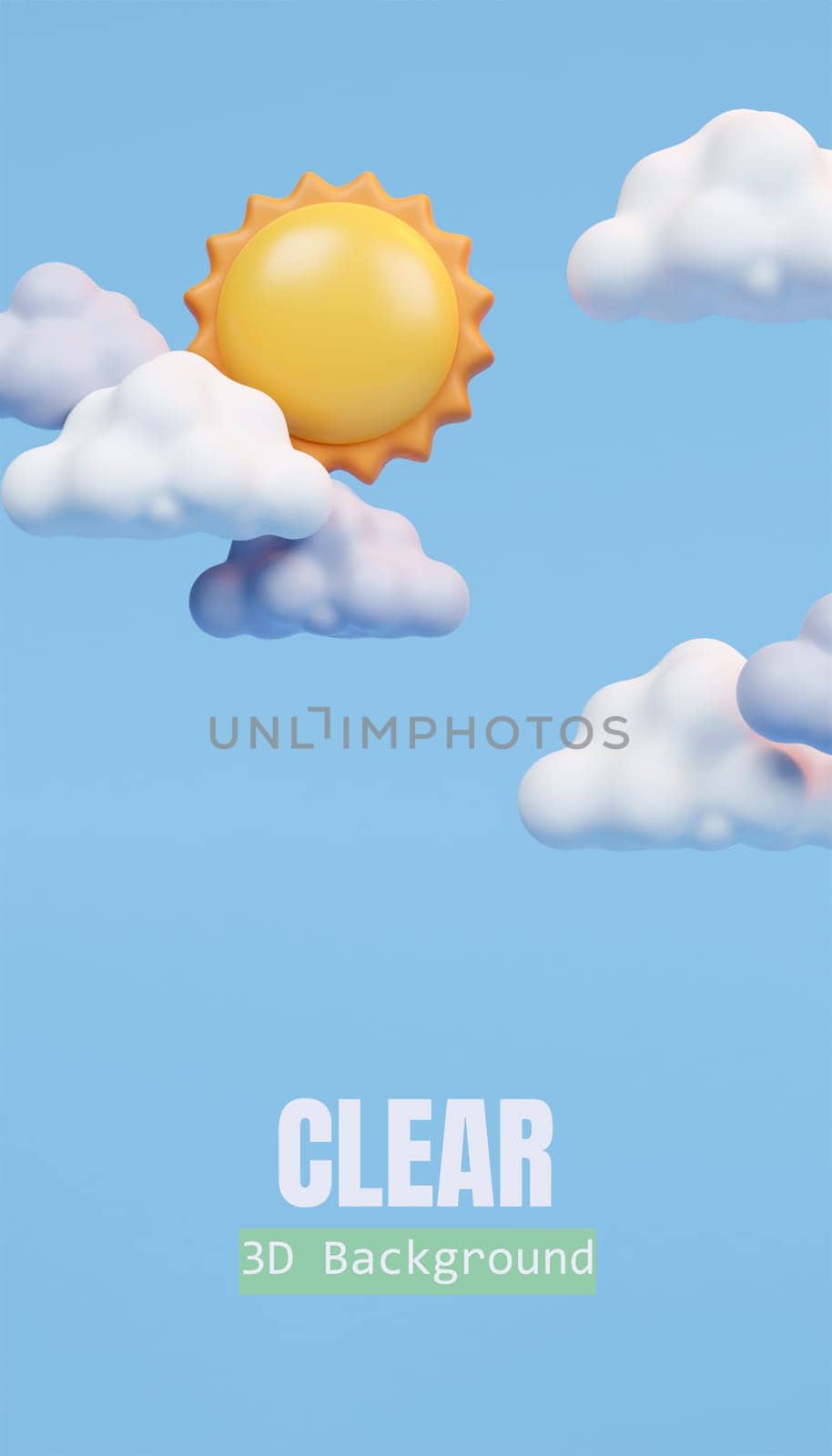3d Weather forecast. Cloudy with sun. Meteorological. 3d rendering illustration. by meepiangraphic