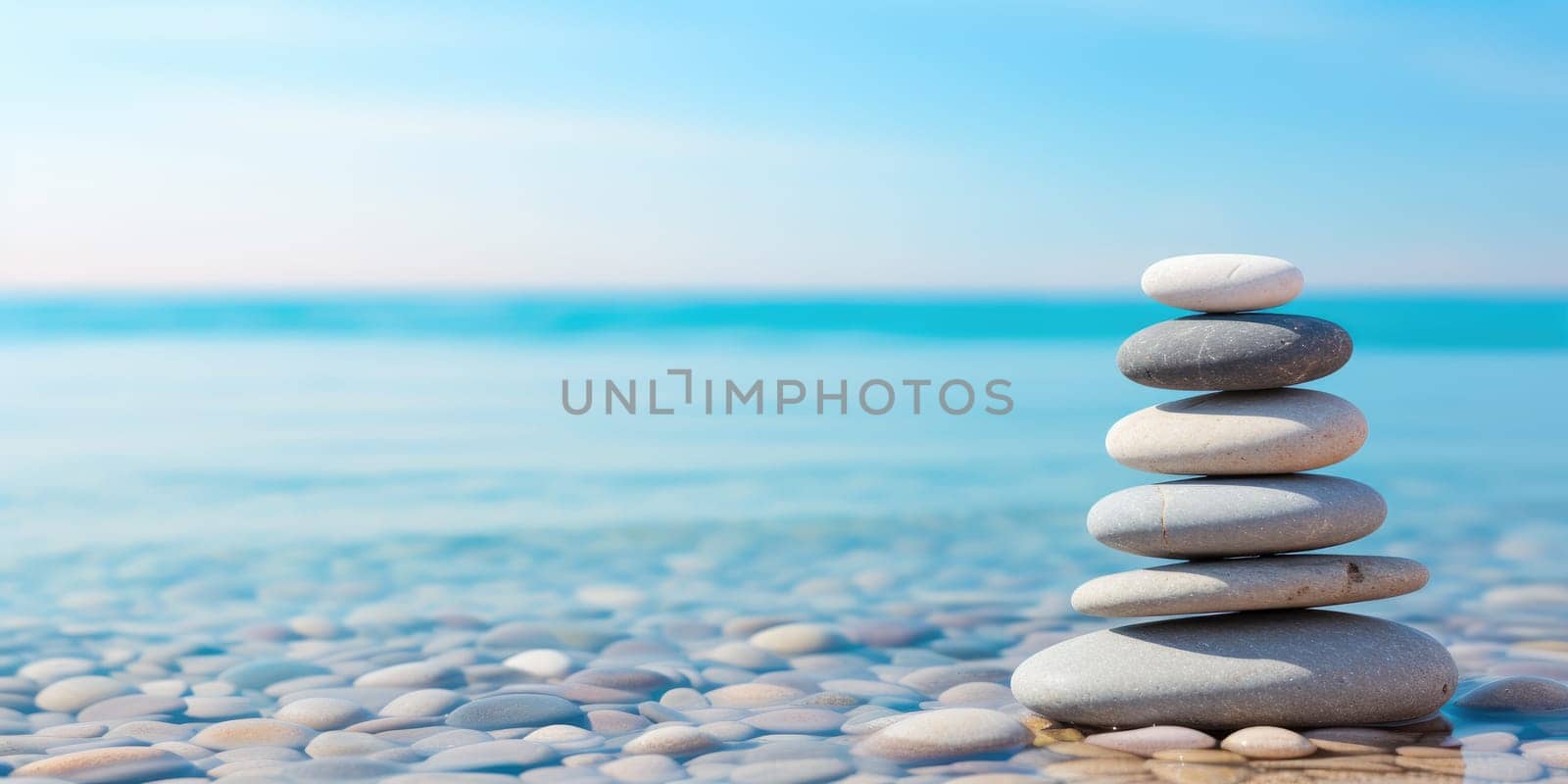 stack of stones on beach AI Generated.