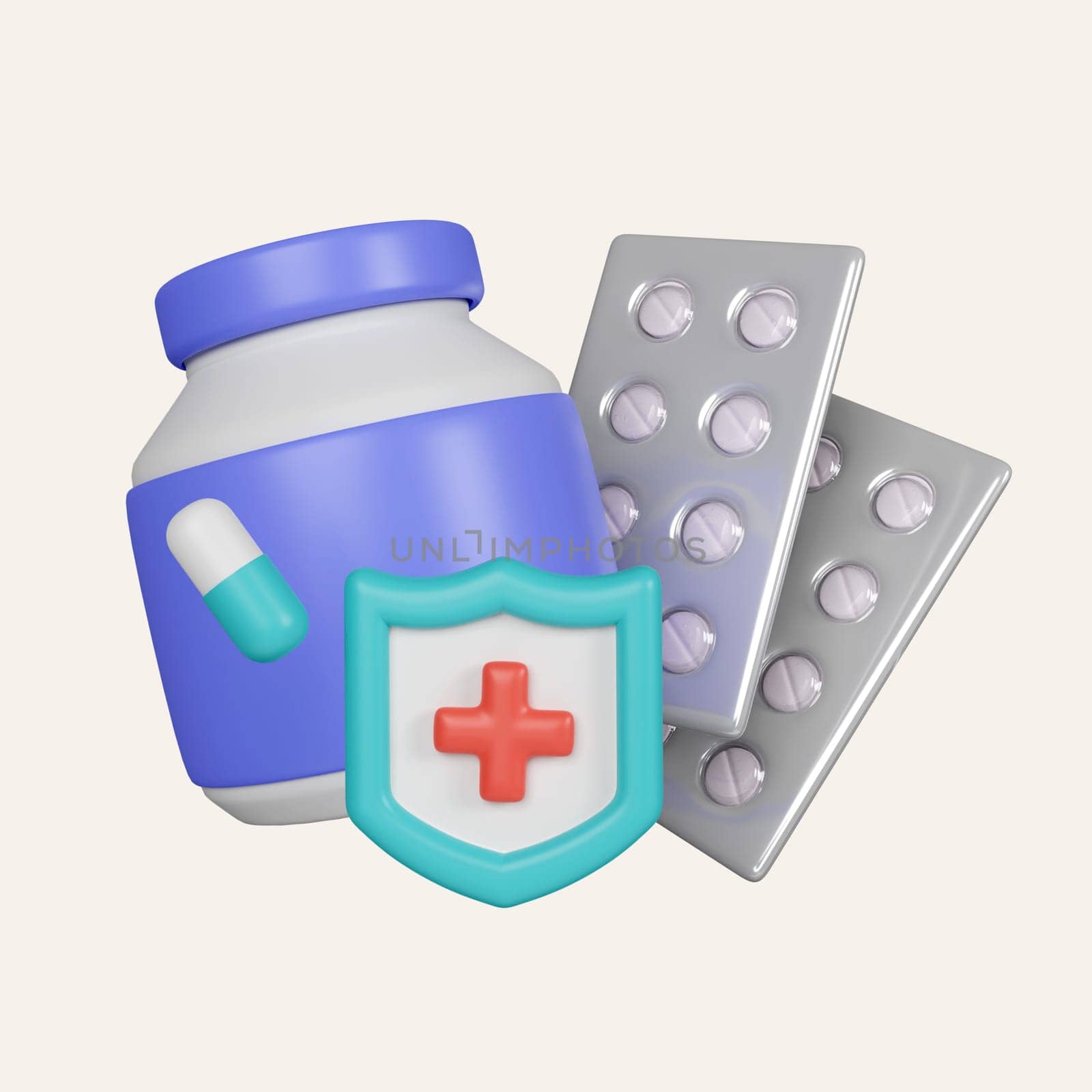 3d pills icon. Tablets, medicine concept. icon isolated on white background. 3d rendering illustration. Clipping path..