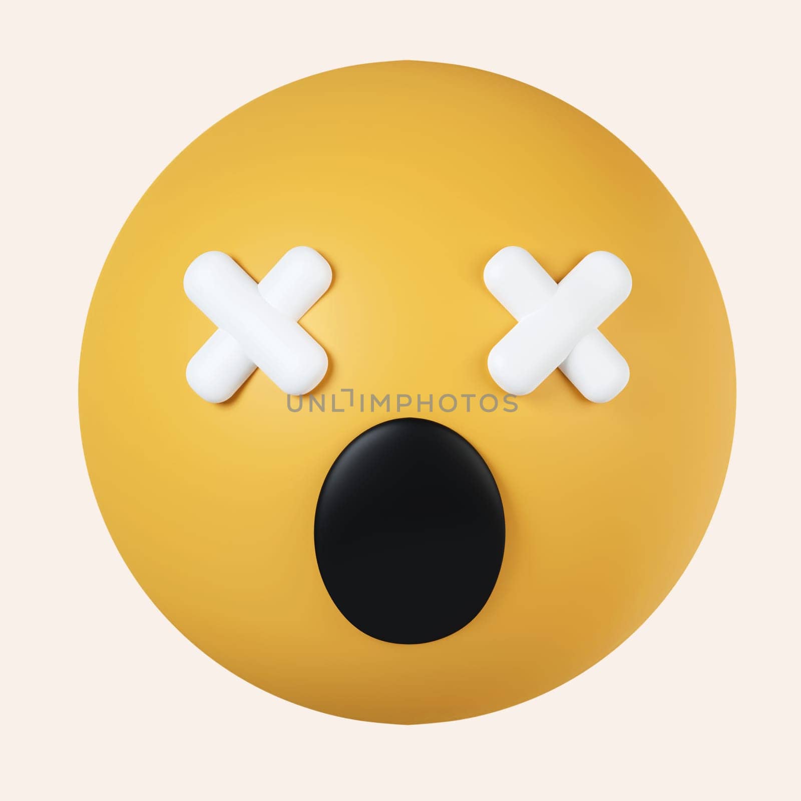 3d emoji. Dizzy emoticon. Cross eyes emoticon. icon isolated on gray background. 3d rendering illustration. Clipping path..