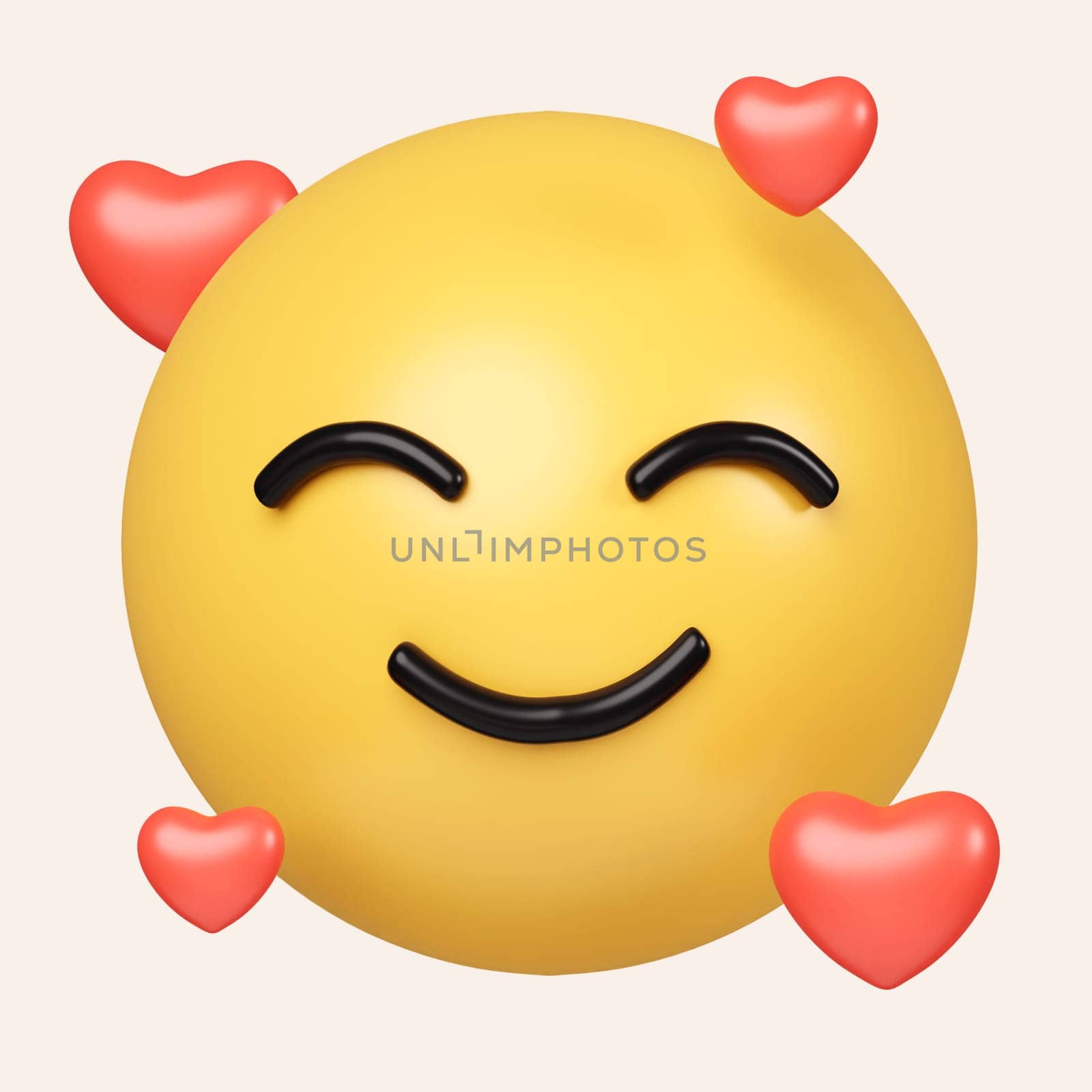 3d Heart emoji. face smile for love chat, message design Happy mood eyes symbol. icon isolated on gray background. 3d rendering illustration. Clipping path. by meepiangraphic