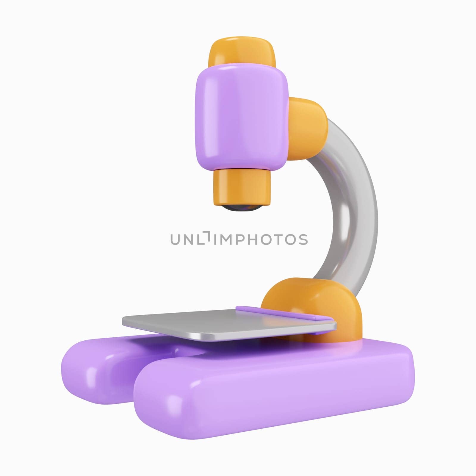 3d Microscope. pharmaceutical instrument, microbiology magnifying tool. icon symbol clipping path. 3d render illustration.