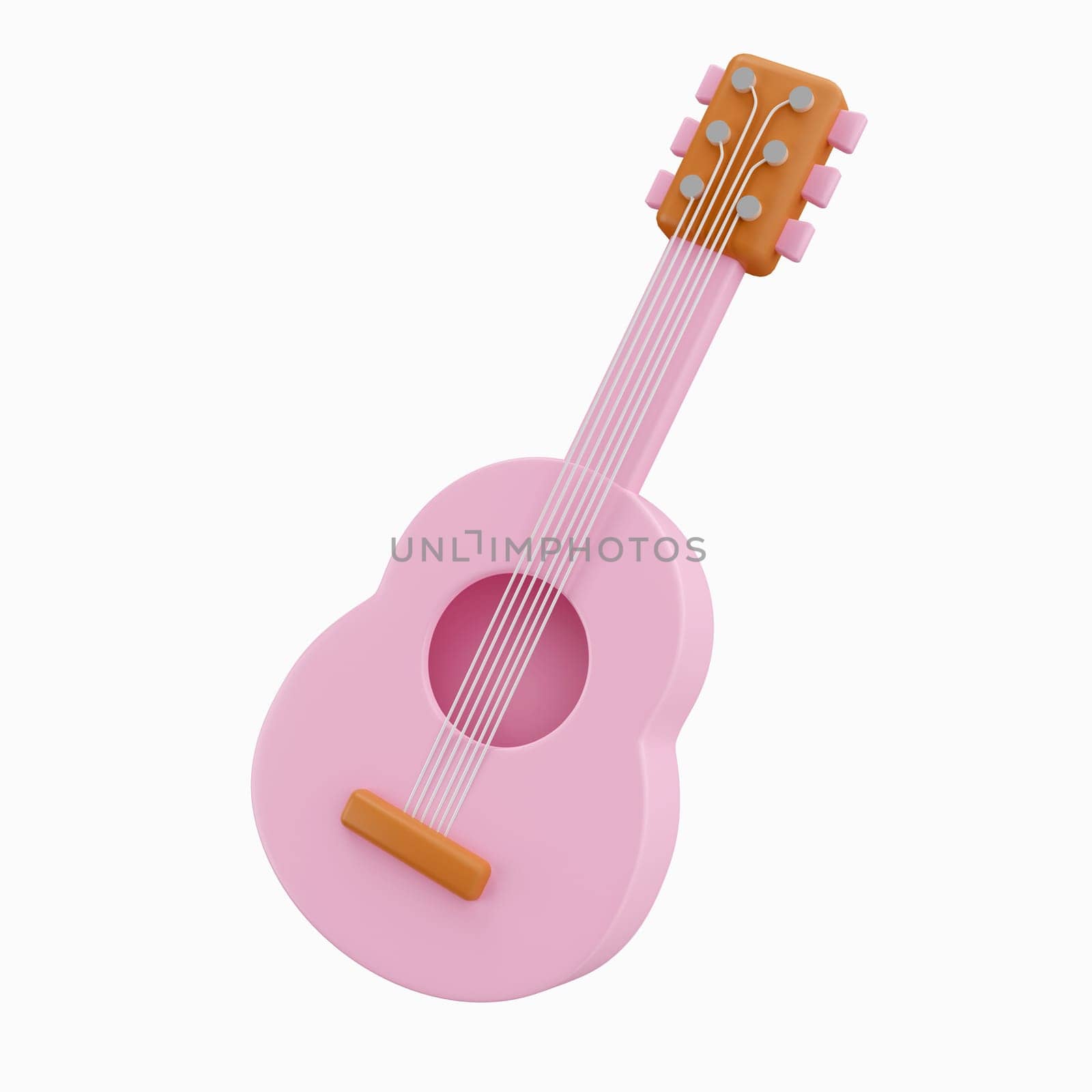 3d guitar. music class. Back to school and education concept. icon isolated on background, icon symbol clipping path. 3d render illustration.
