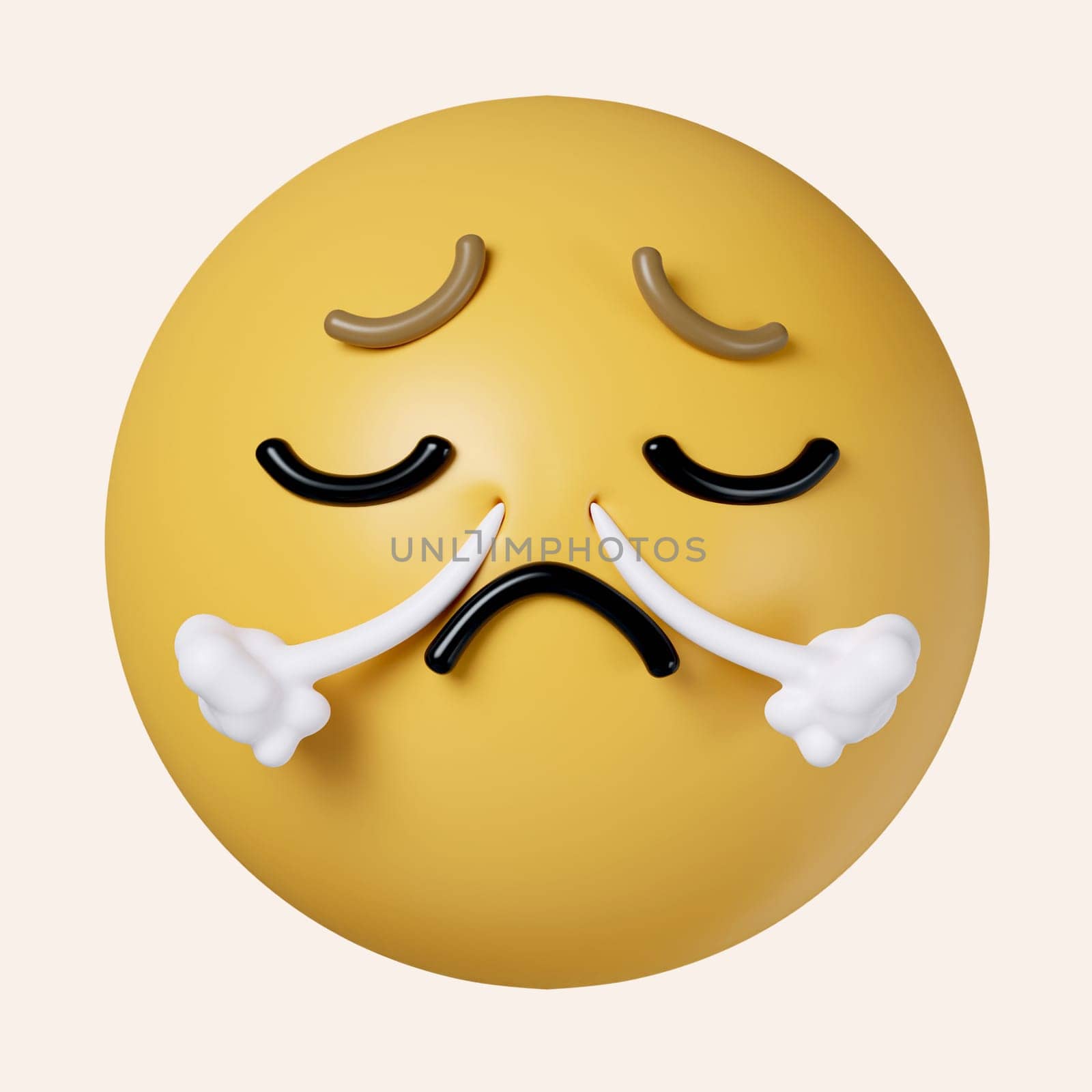 3d emoji angry. icon isolated on gray background. 3d rendering illustration. Clipping path..