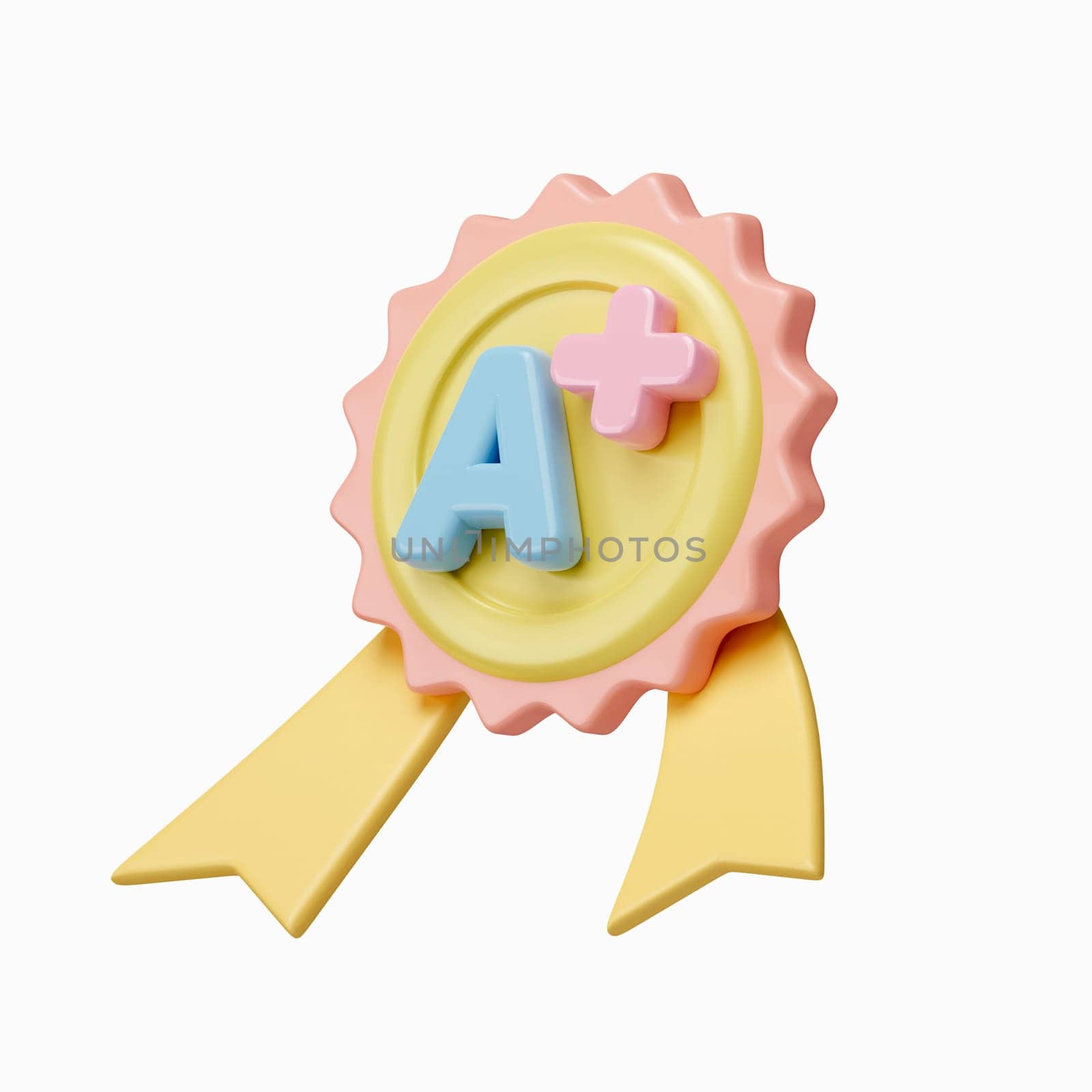 3d medal. minimal school icon. Premium quality, quality guarantee symbol. isolated on background, icon symbol clipping path. 3d render illustration.