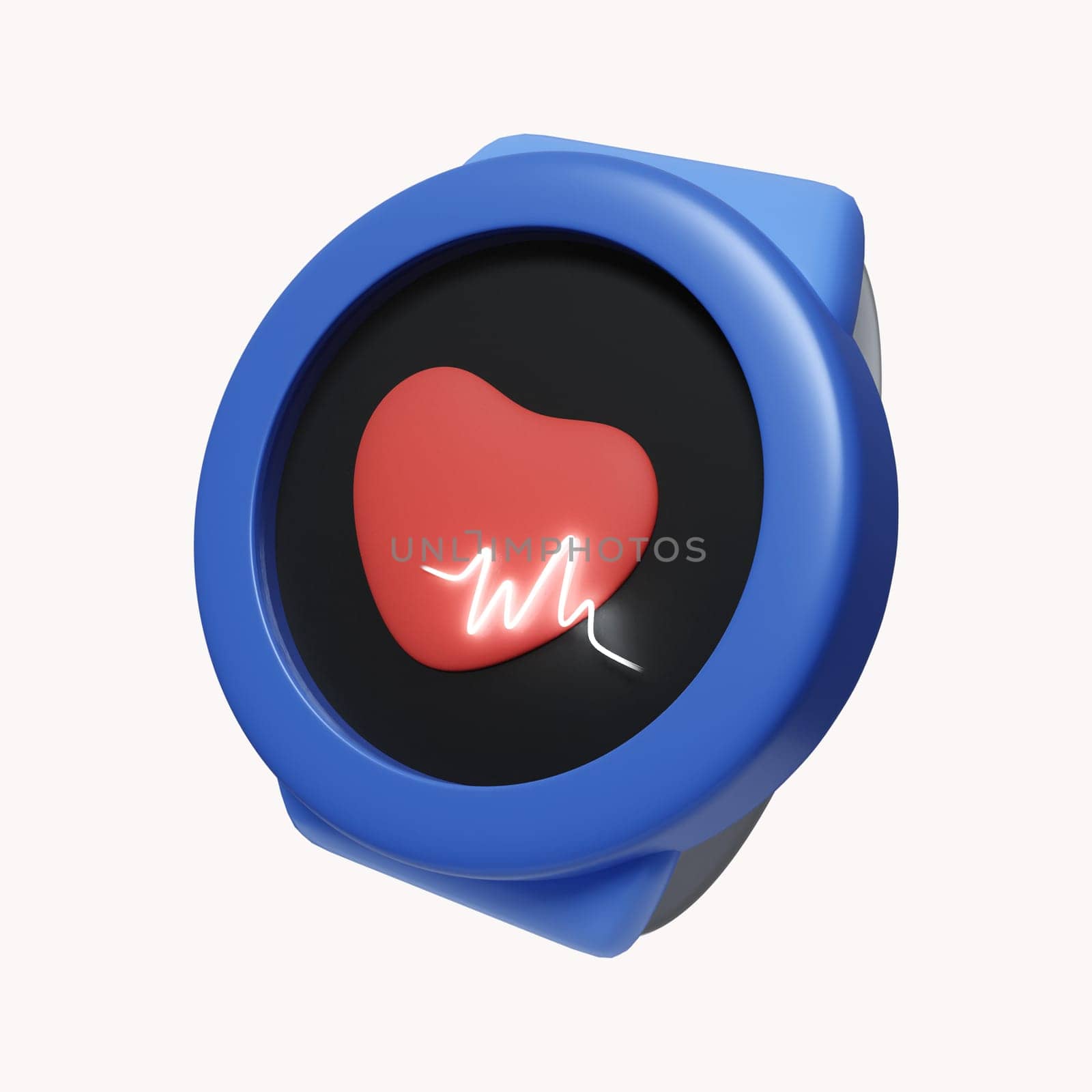 3d smart watch concept of wearable device health and fitness tracker. icon isolated on white background. 3d rendering illustration. Clipping path..