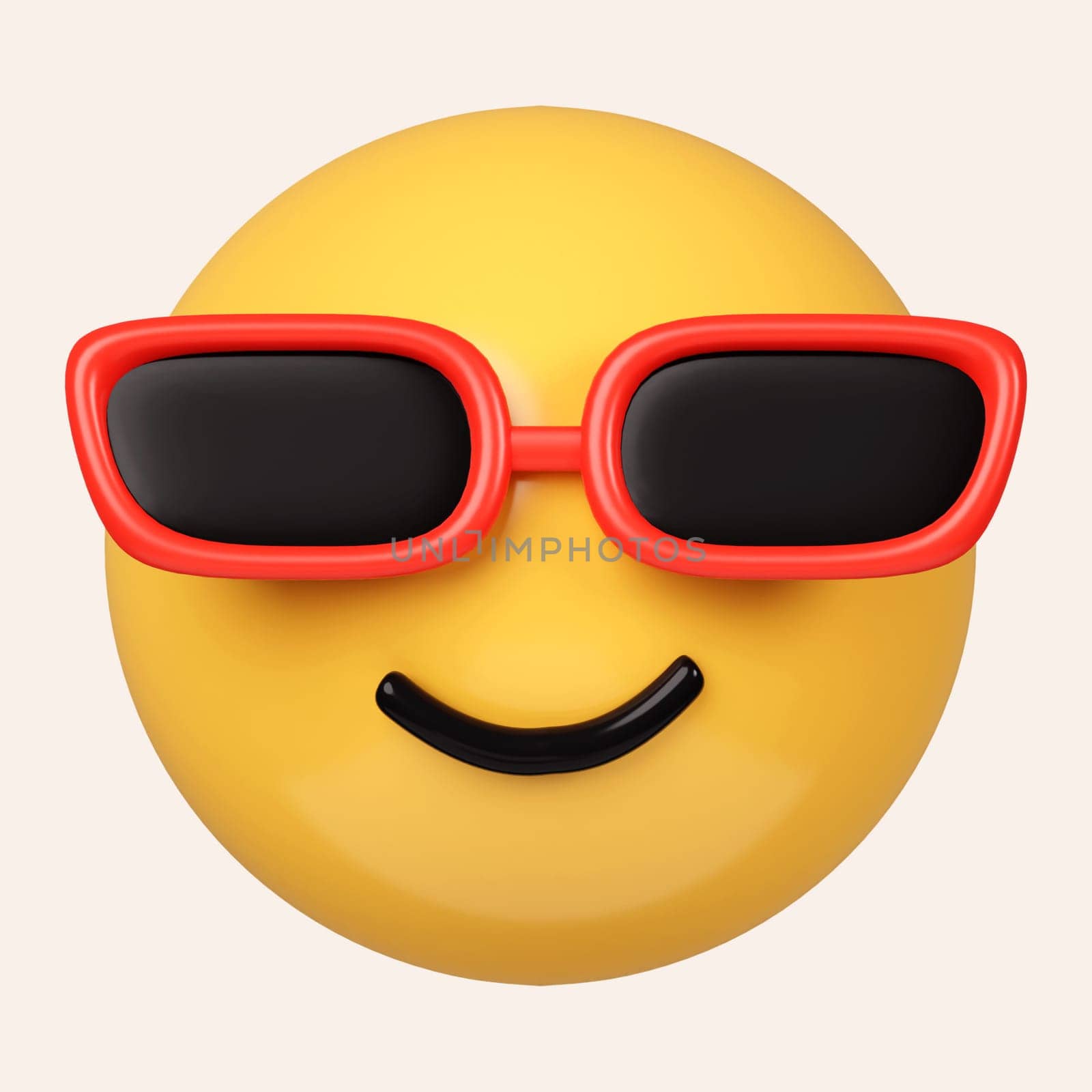 3d Cool emoticon. Smiling face with sunglasses emoji. Happy smile person wearing dark glasses. icon isolated on gray background. 3d rendering illustration. Clipping path. by meepiangraphic