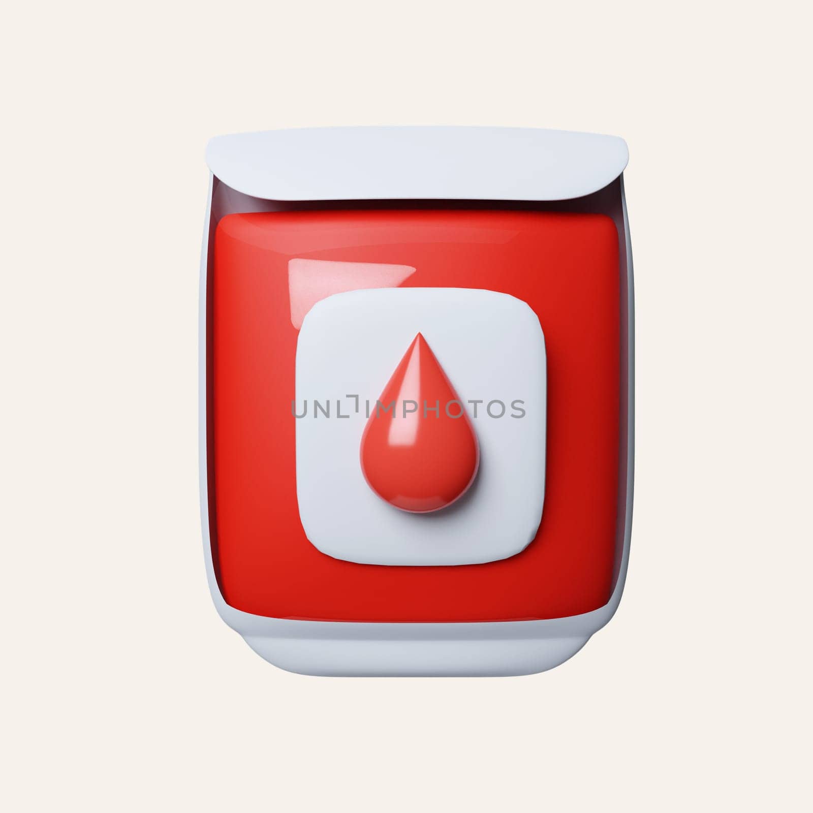 3d blood bag. blood pack for transfusion, blood donation cartoon concept. icon isolated on white background. 3d rendering illustration. Clipping path..