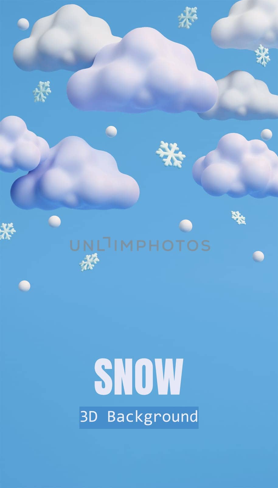 3d Weather forecast. Cloudy with snowy. Meteorological. 3d rendering illustration. by meepiangraphic