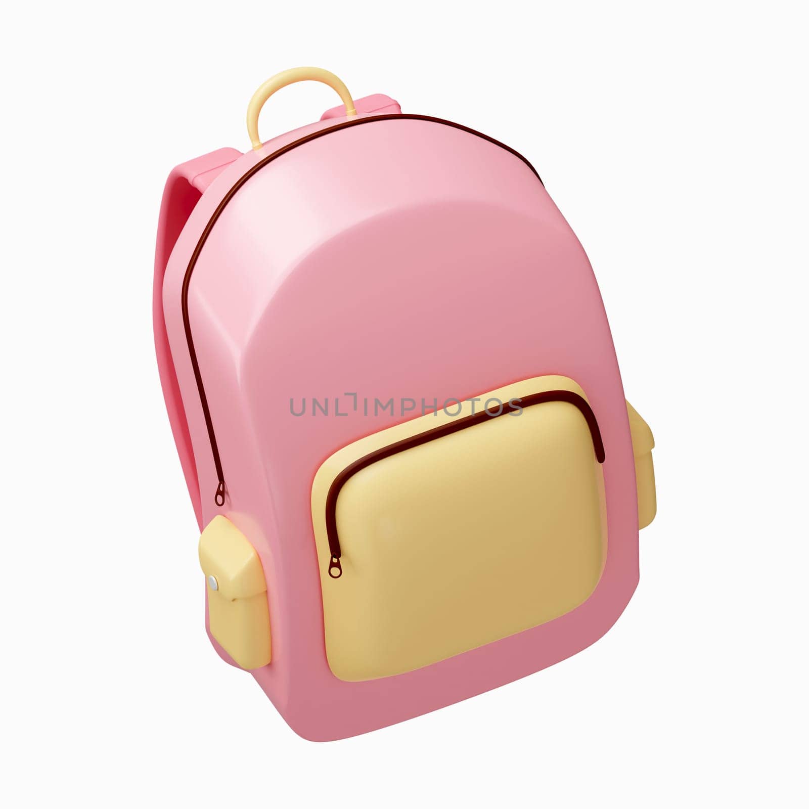 3d school bag icon. Back to school and education concept. isolated on background, icon symbol clipping path. 3d render illustration.