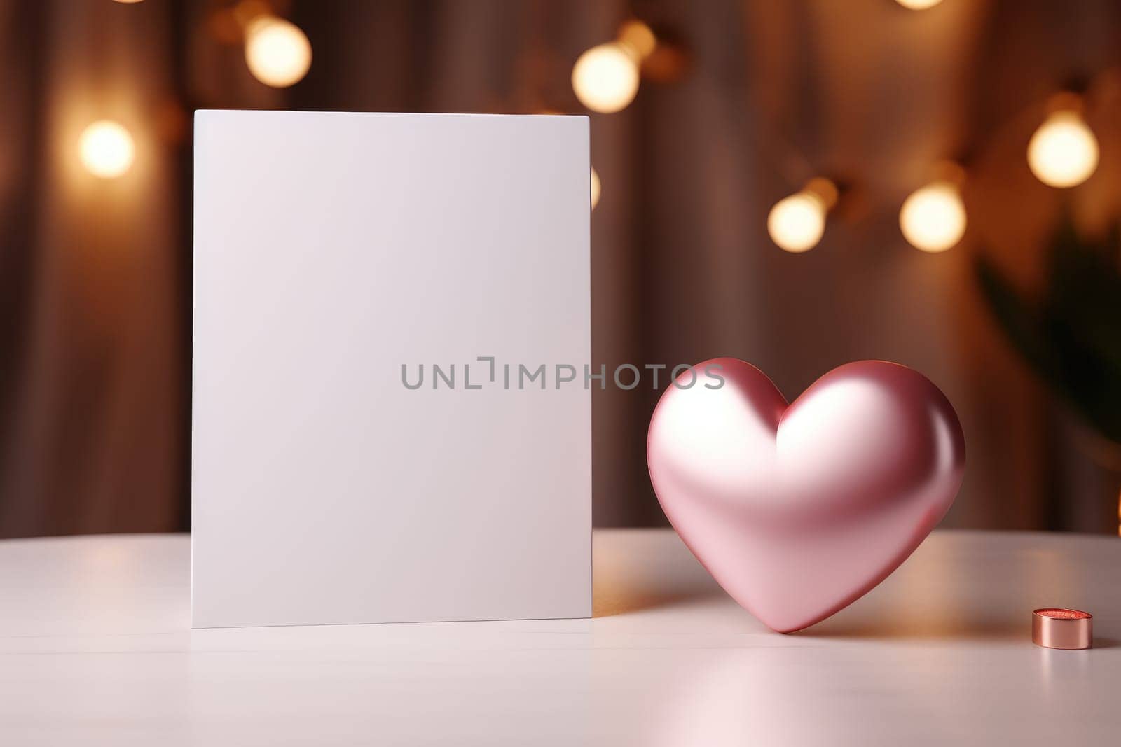 3D podium Valentine heart shaped balloons, Empty stage display presentation product, AI generate by matamnad
