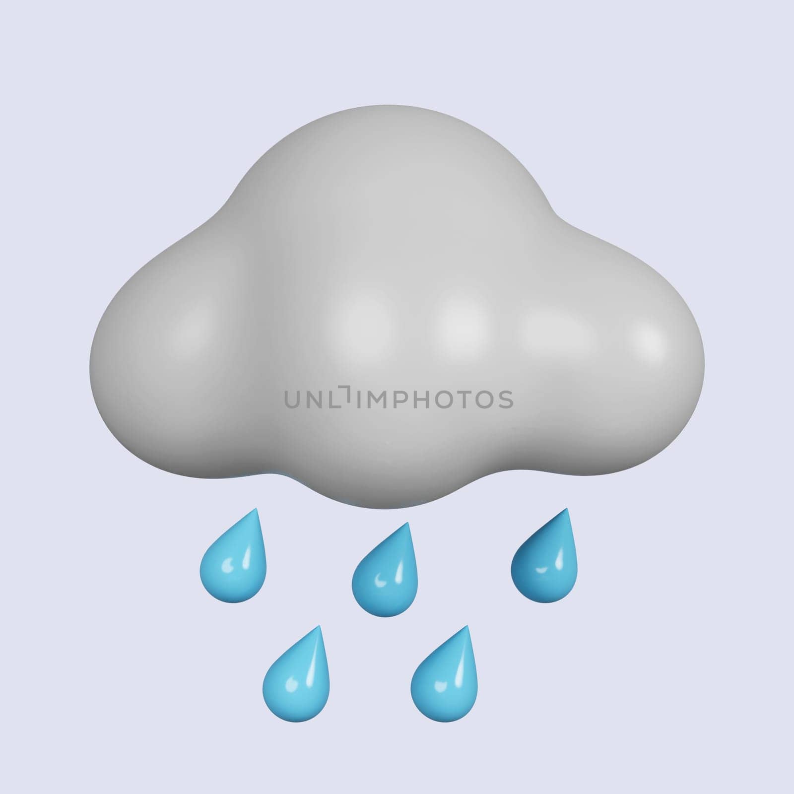 3d weather. cloud with rain .rainy day. icon isolated on gray background. 3d rendering illustration. Clipping path..