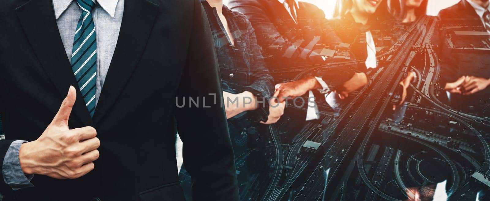 Double Exposure Image of Business Team uds by biancoblue