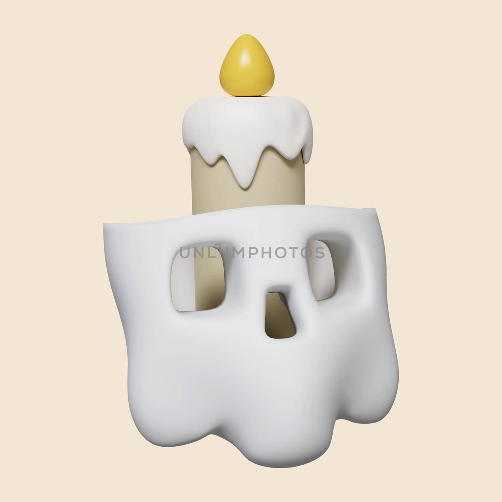 3d Halloween candle icon. Traditional element of decor for Halloween. icon isolated on gray background. 3d rendering illustration. Clipping path..