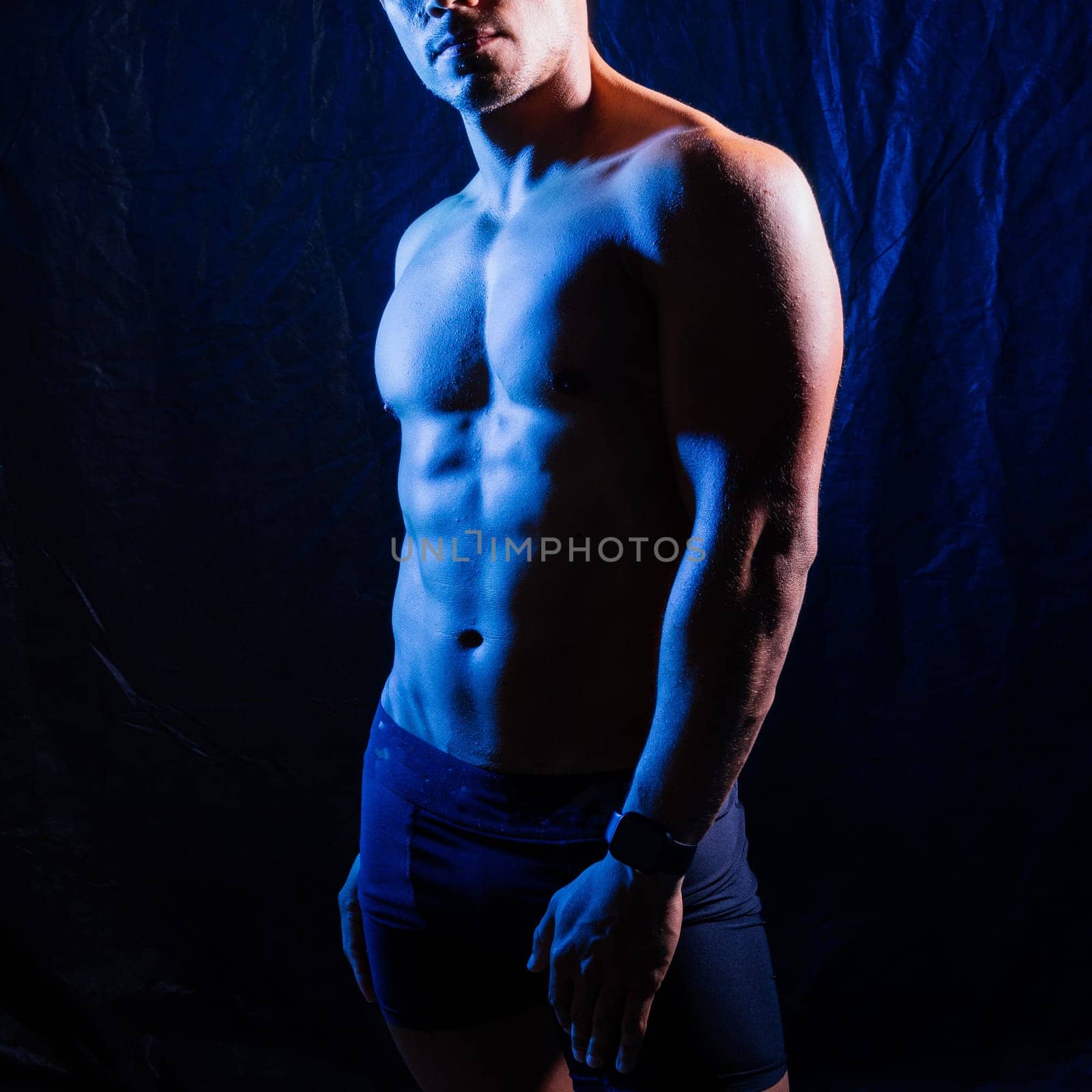 Male model body, nude torso, naked man, seductive gay. Muscular shirtless man, attractive guy. by Zelenin